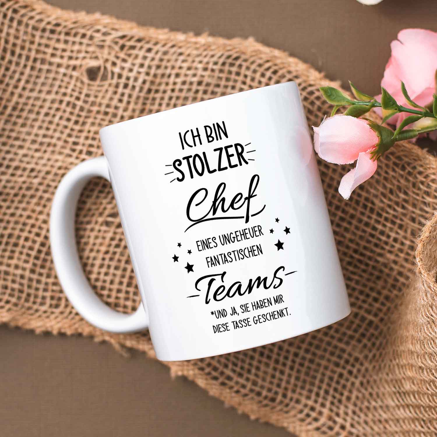 Bedruckte Tasse mit Spruch Stolzer Chef