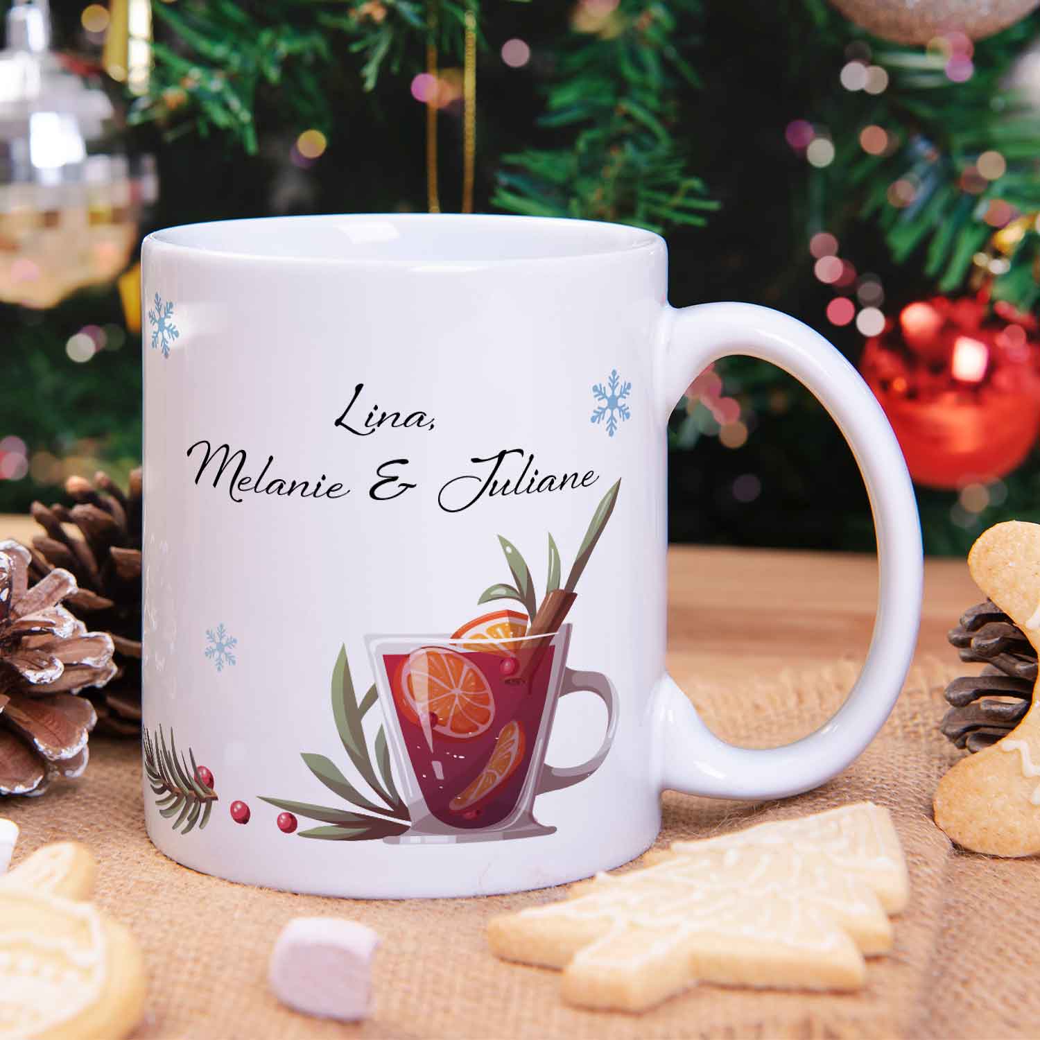 Bedruckte Tasse mit Weihnachtsmotiv - Mädels Glühwein mit Namen