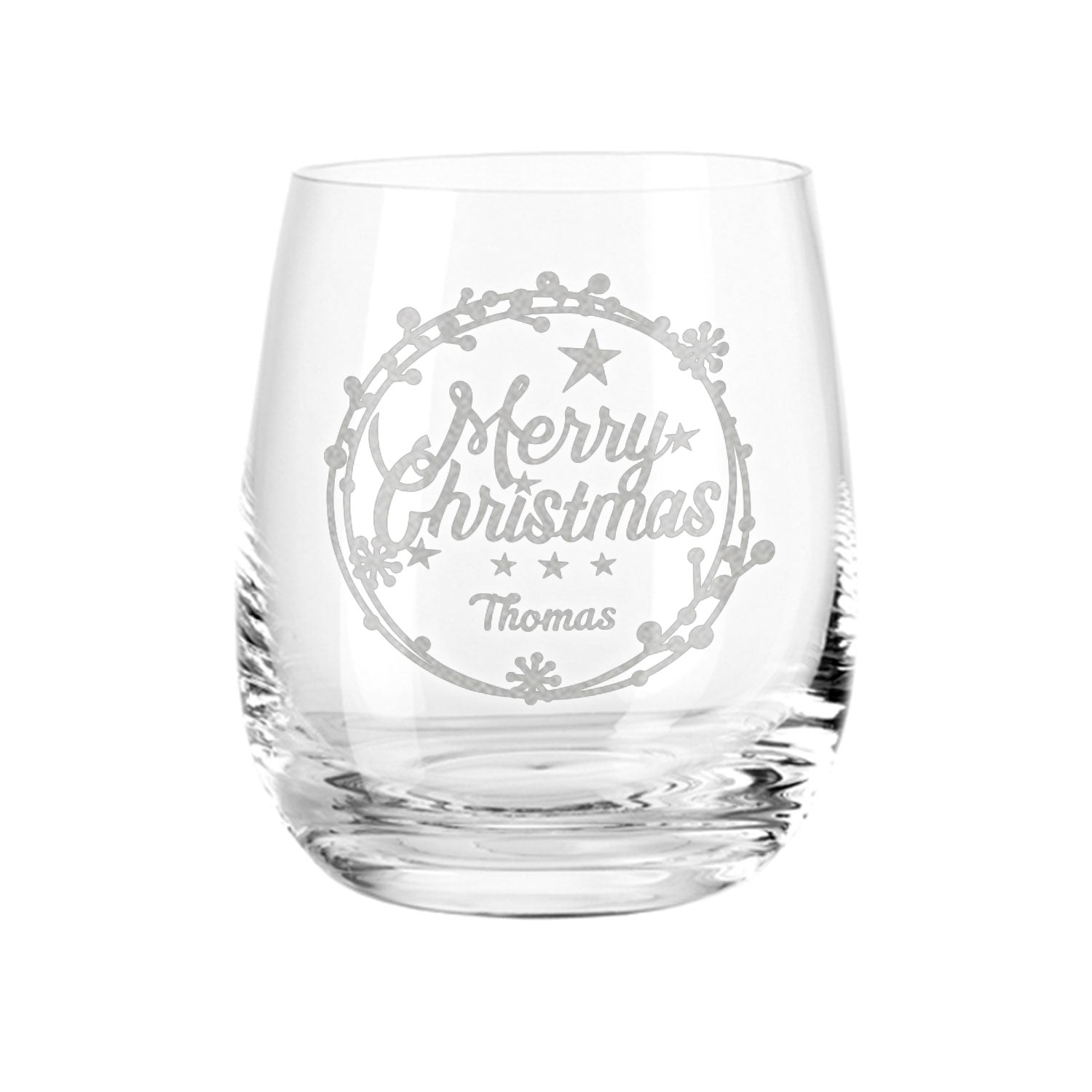 Teelicht mit Gravur - Weihnachtsdeko - Merry Christmas Round Ornament - Personalisiert mit Name