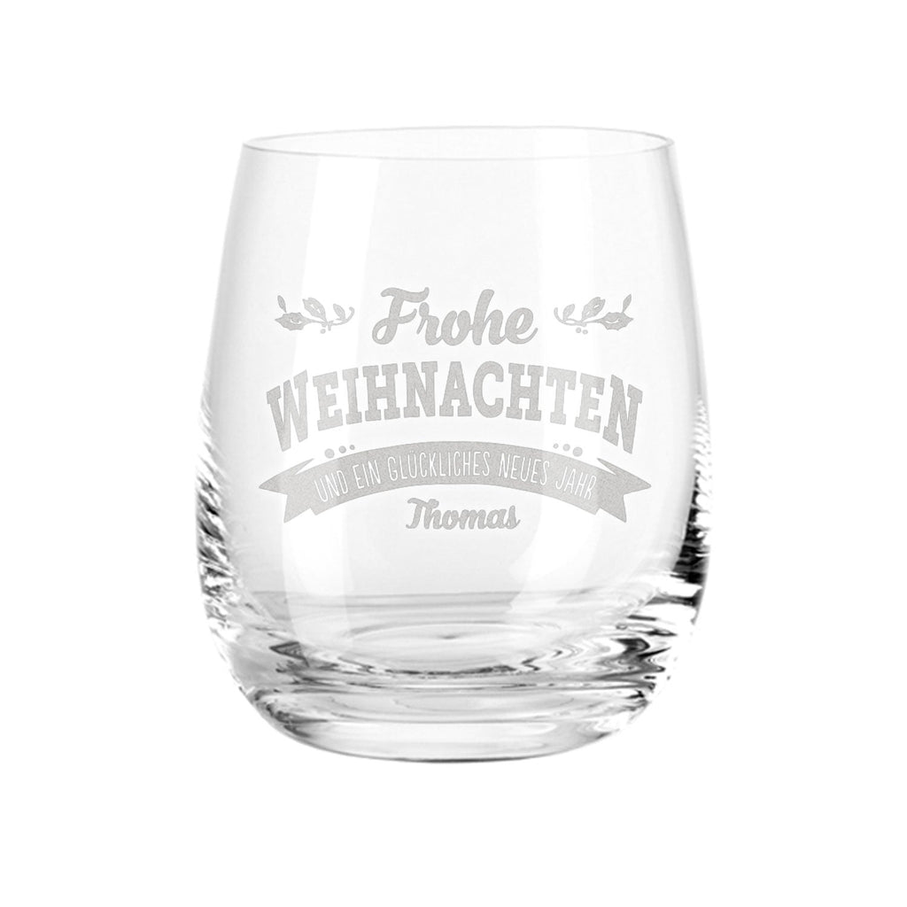 Teelicht mit Gravur - Frohe Weihnachten, Glückliches neues Jahr - Personalisiert mit Name