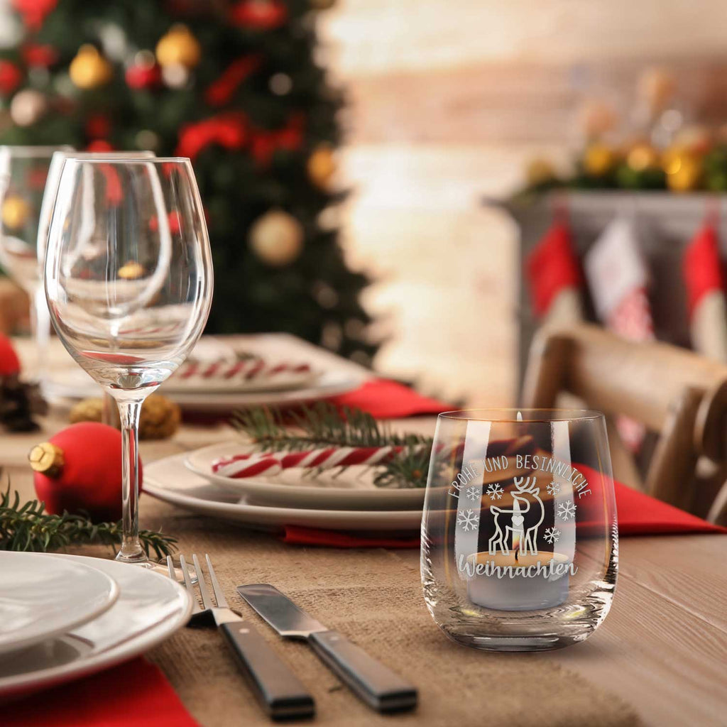 Teelicht mit Gravur - Weihnachtsdeko - Frohe und besinnliche Weihnachten