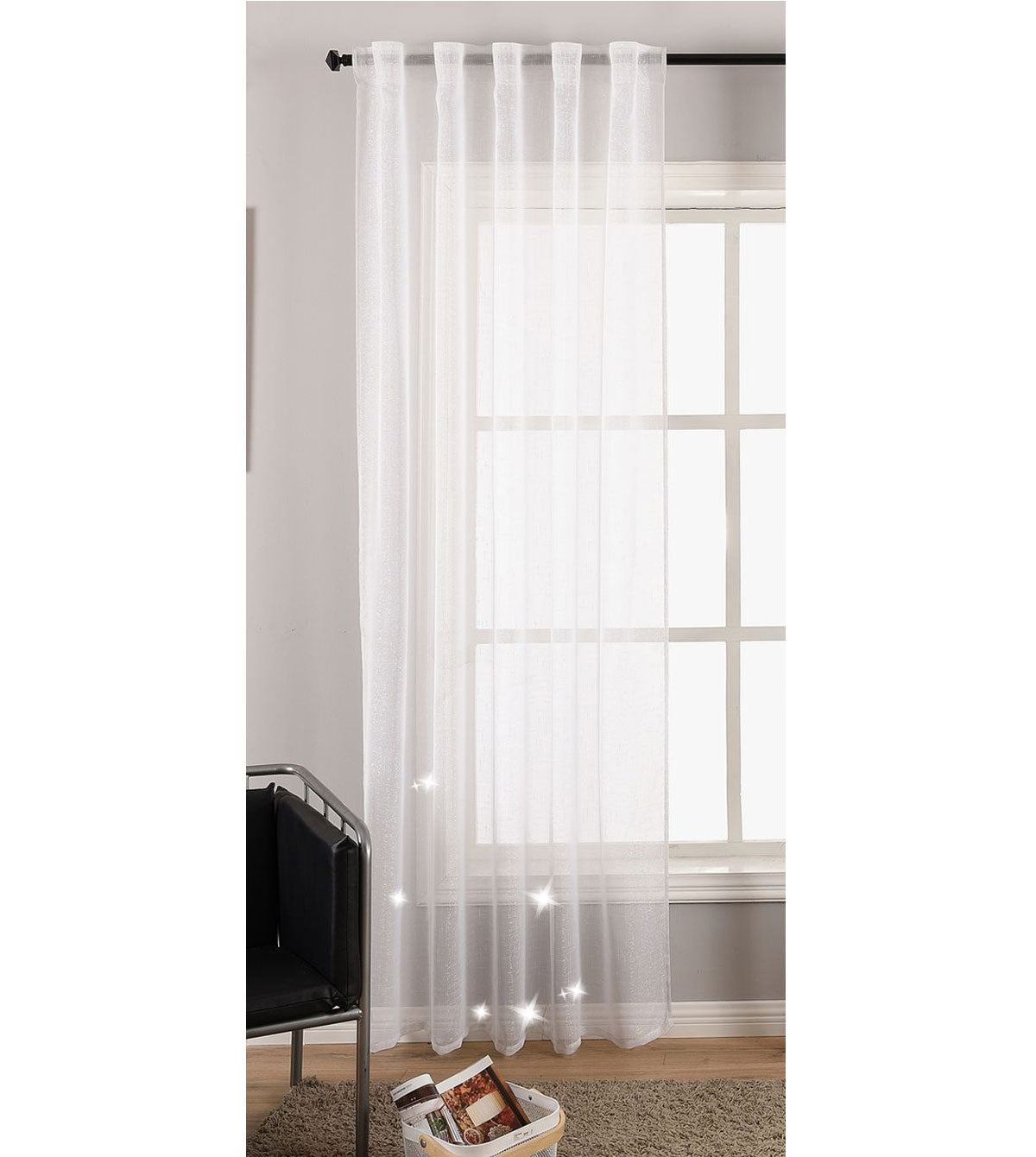 Transparente Gardine Vorhang Schal verdeckte Schlaufen Lurex Garn glänzend (Höhe x Breite cm) 20477