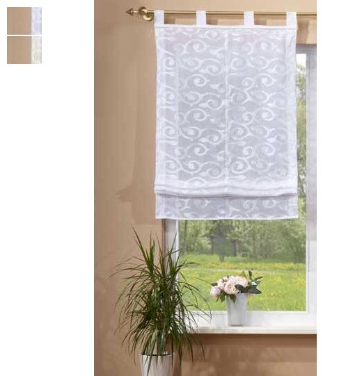 Transparentes Raffrollo aus Jacquard, luftiger Voile im eleganten Design 610009