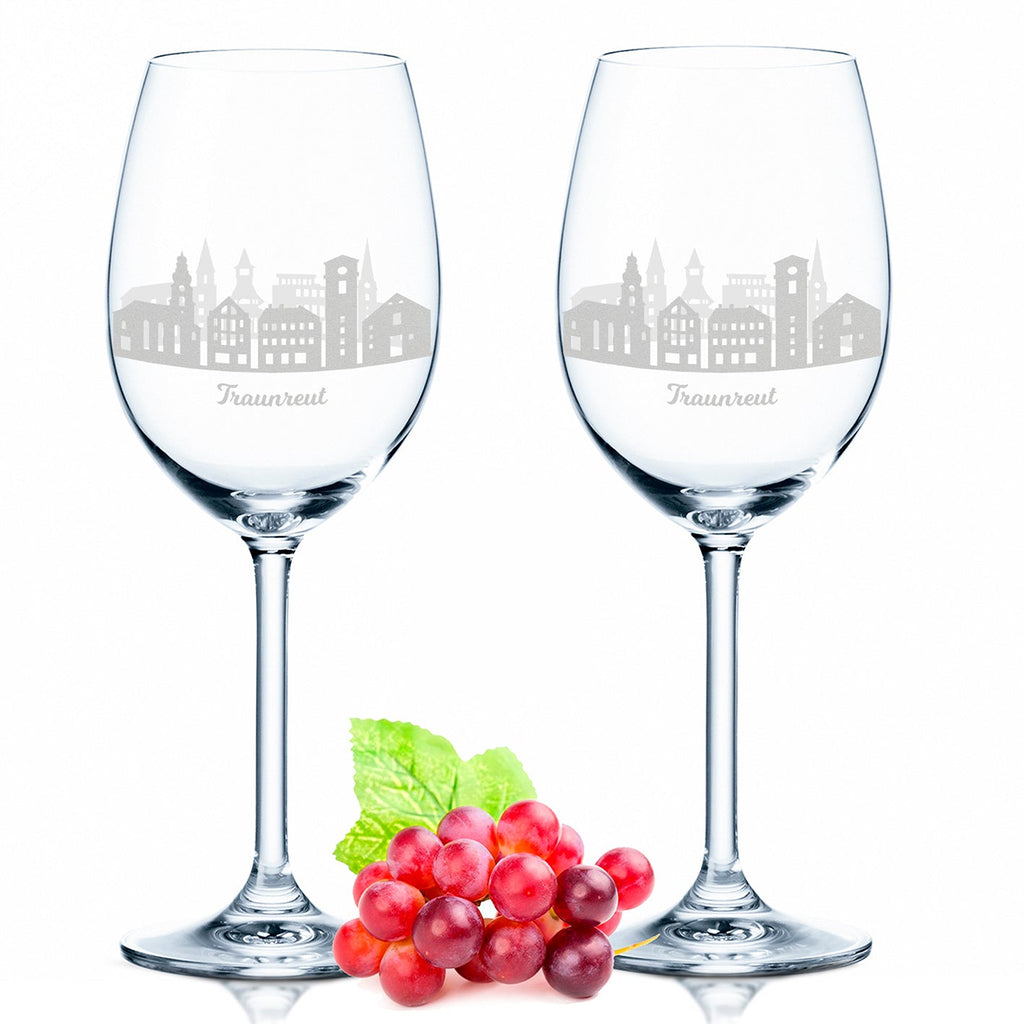 Leonardo Weingläser mit Skyline Traunreut Gravur im Set