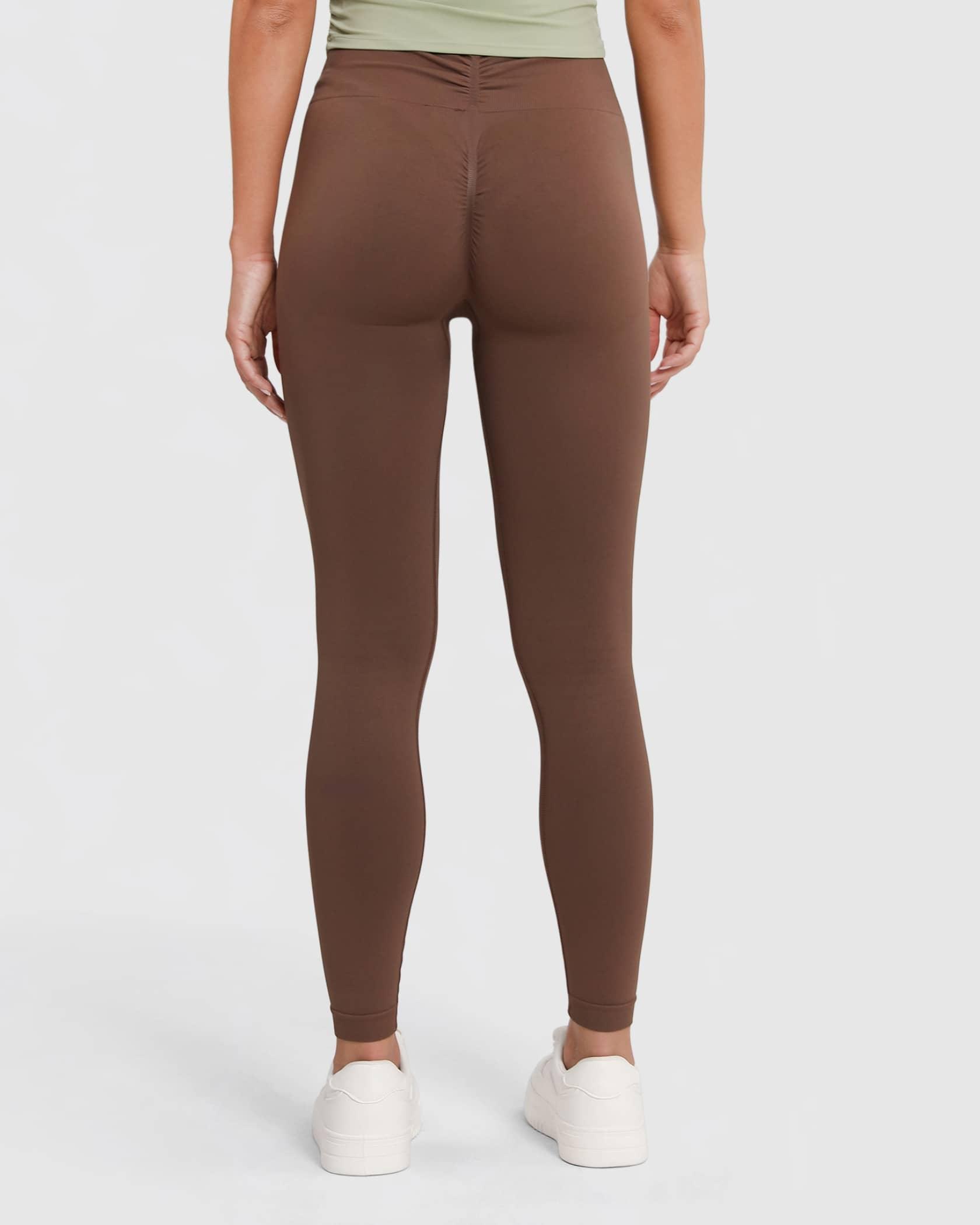 Scrunch Leggings High Waist V-Shape seamless blickdicht – Braun