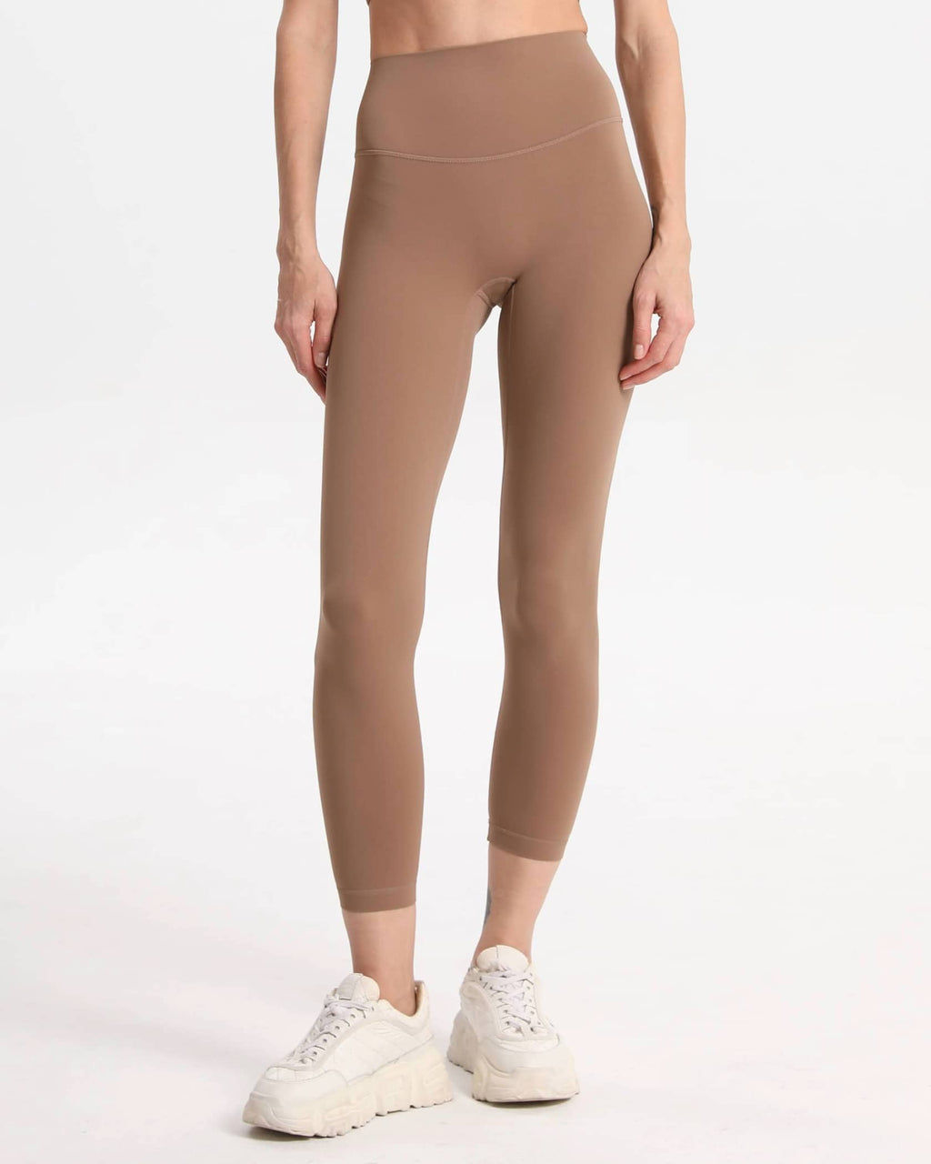 Leggings High Waist soft mit versteckte Tasche – Hellbraun