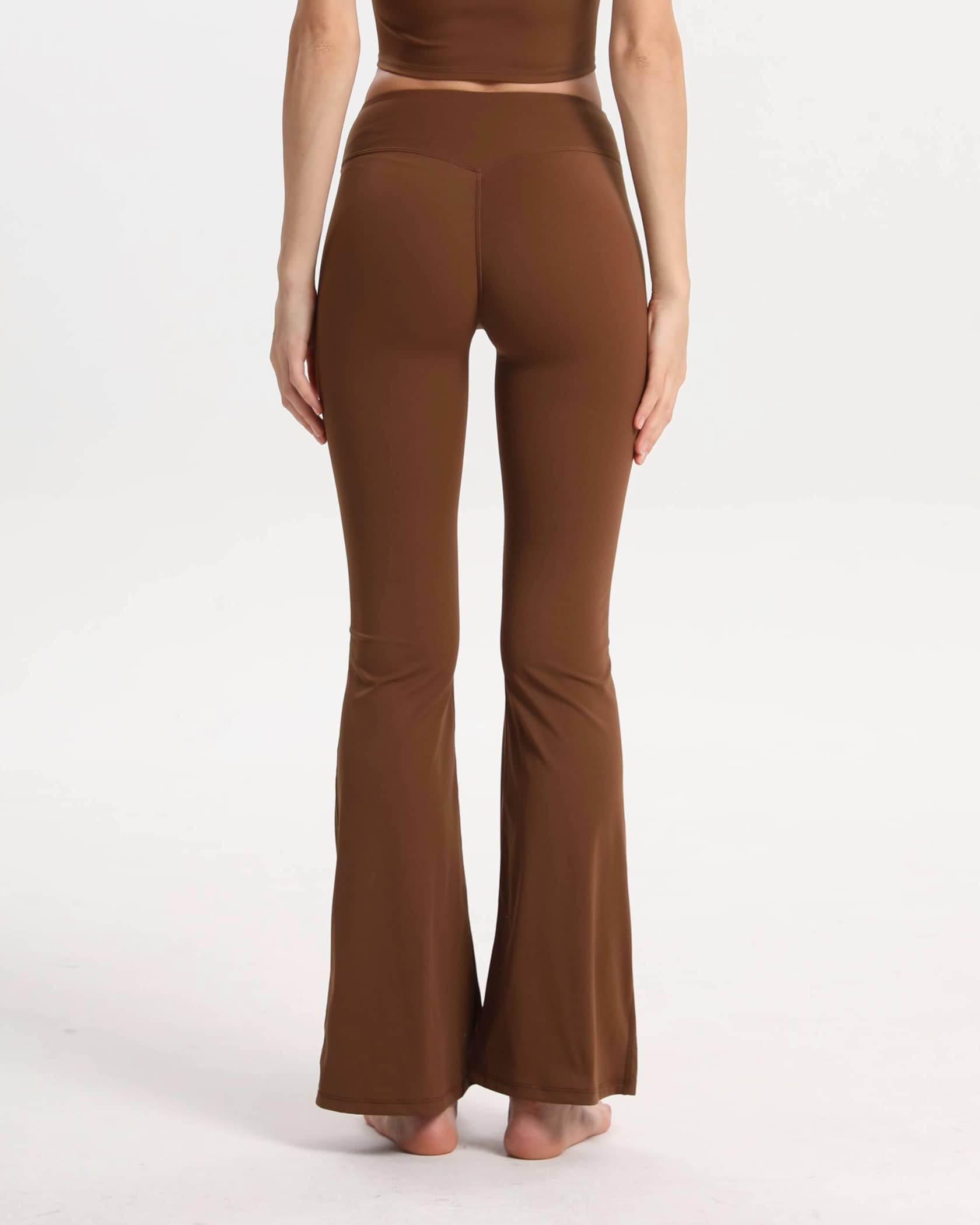 Bootcut Leggings High Waist bequem blickdicht – Braun