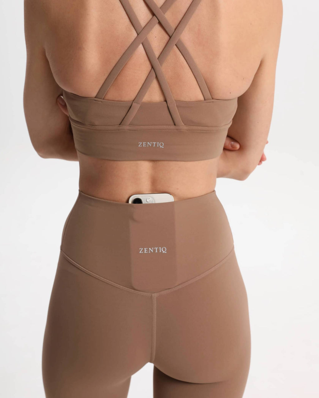 Leggings High Waist soft mit versteckte Tasche – Hellbraun