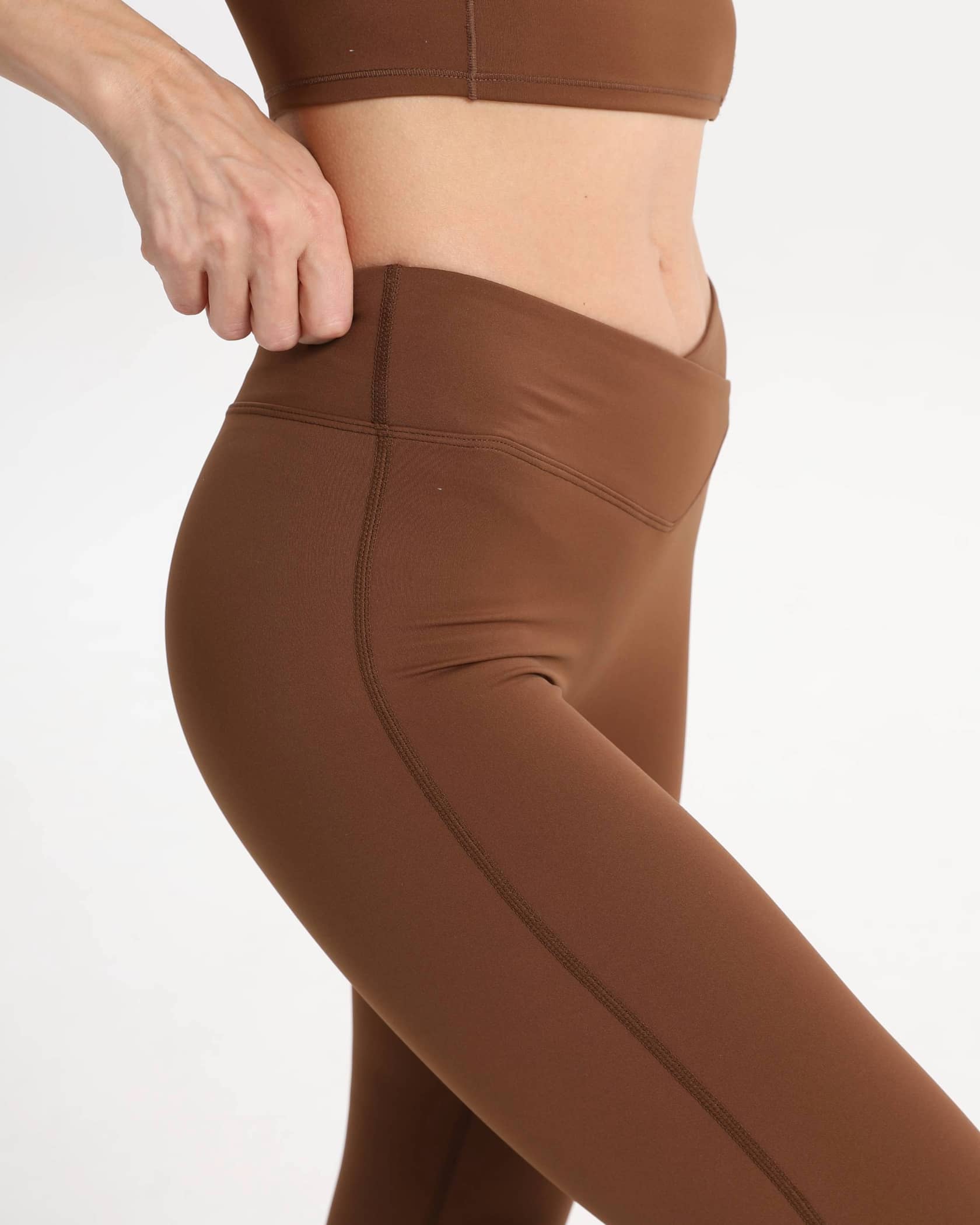 Bootcut Leggings High Waist bequem blickdicht – Braun