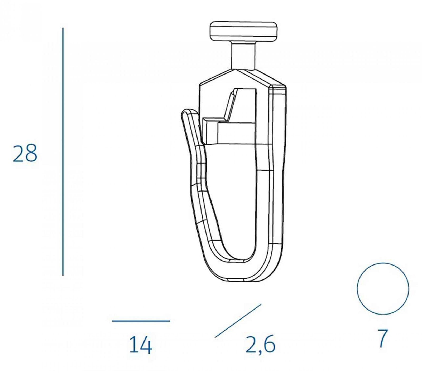 Universal Faltengleiter mit F-Haken für Vorhangbefestigung - 100 Stück, 7mm Kopf, 28mm Höhe, Kunststoff, Weiß 407