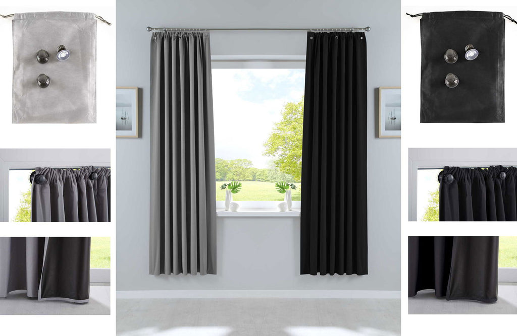 Verdunkelungsvorhang »DARK« Saugnapf Abnehmbar Reisevorhang Vorträge Vorhang 100% Verdunkelung Softshell Material Multi Aufhängung Strandhaus Vorhalle Cabana 10000335set
