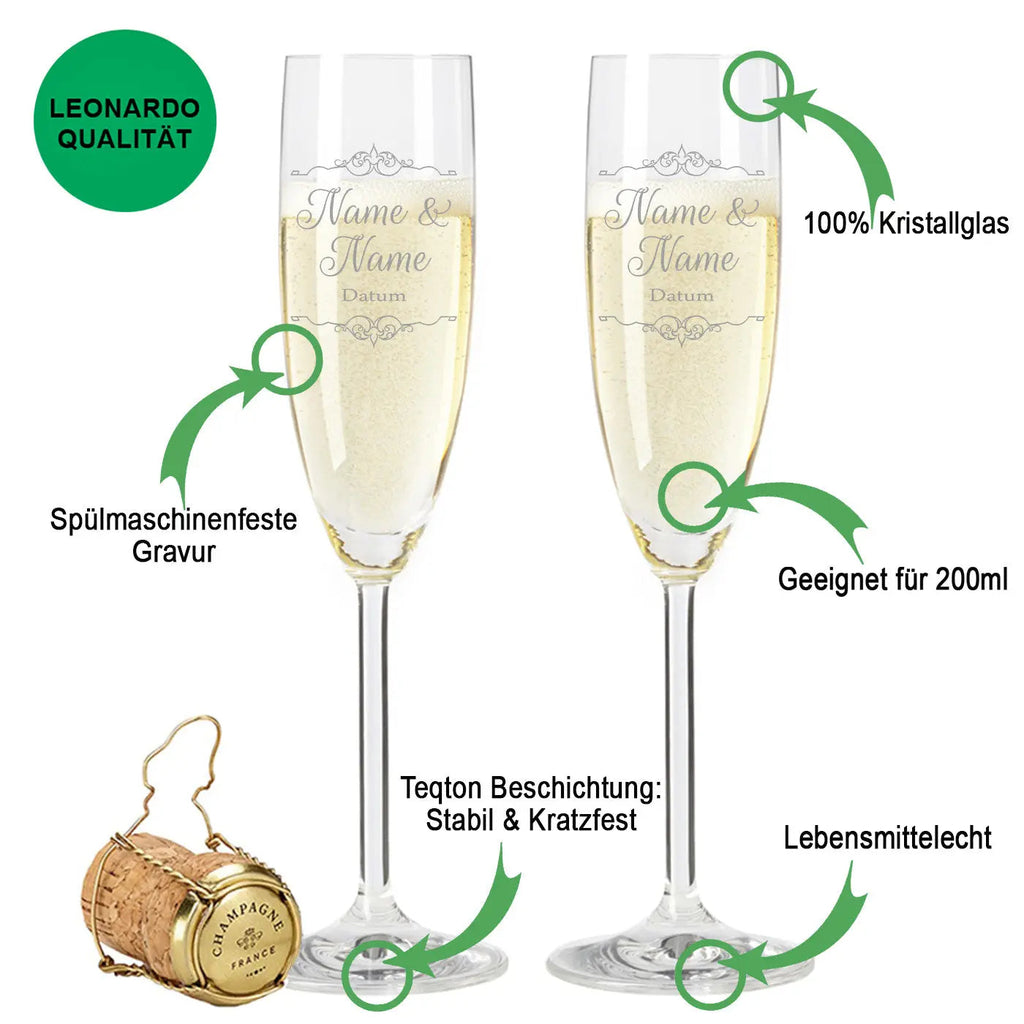 Leonardo Sektgläser mit Gravur "Vintage Wedding" als Set