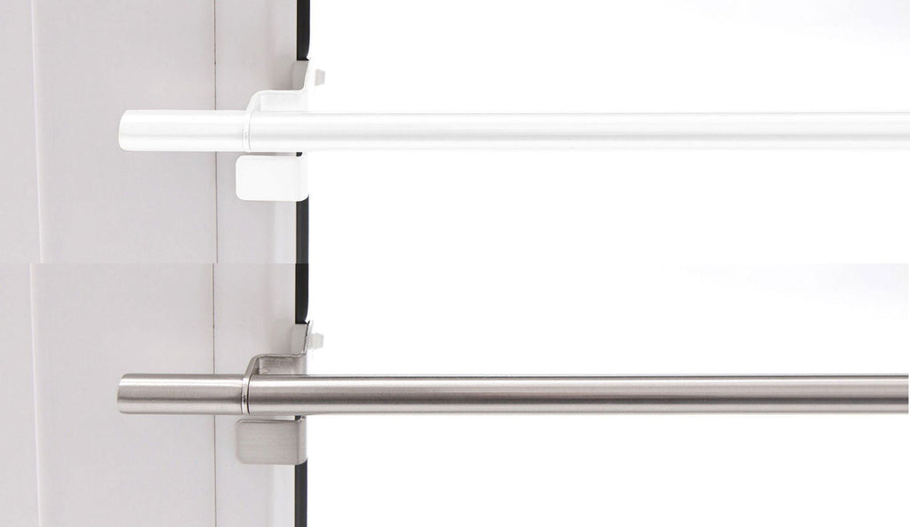 Vitragestange Bistrostange Klemmstange Metall Pressfix Zylinder ausdrehbar klemmbar 80-110 cm Weiß, 130