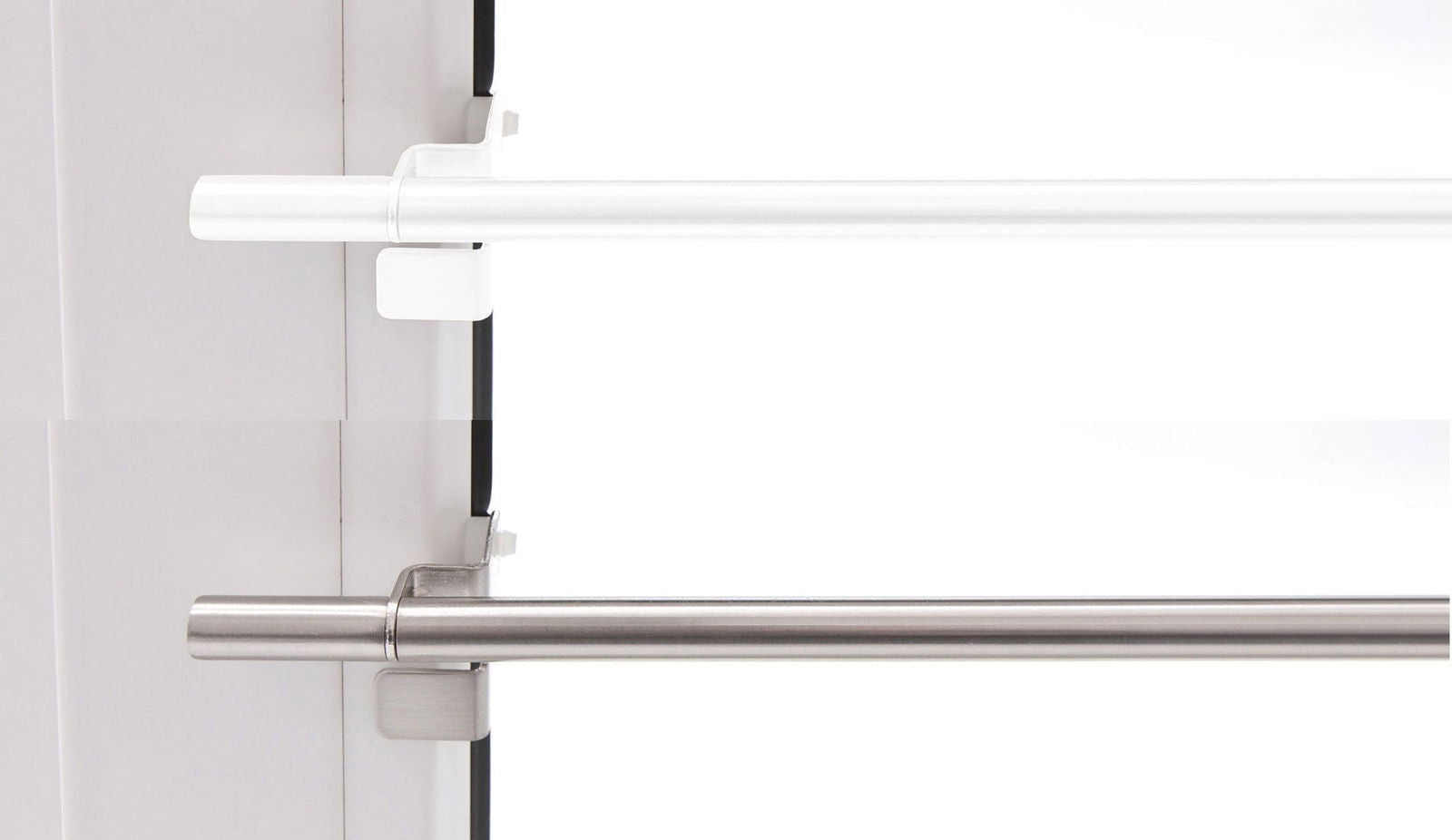 Vitragestange Bistrostange Klemmstange Metall Pressfix Zylinder ausdrehbar klemmbar 80-110 cm Weiß, 130