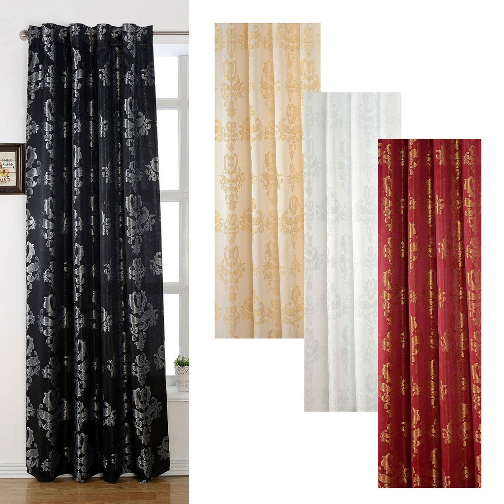 Vorhang Jacquard Deko Gardine verdeckte Schlaufen Barock Lurex Garn glänzend lichtdruchlässig (Höhe x Breite cm) 20455