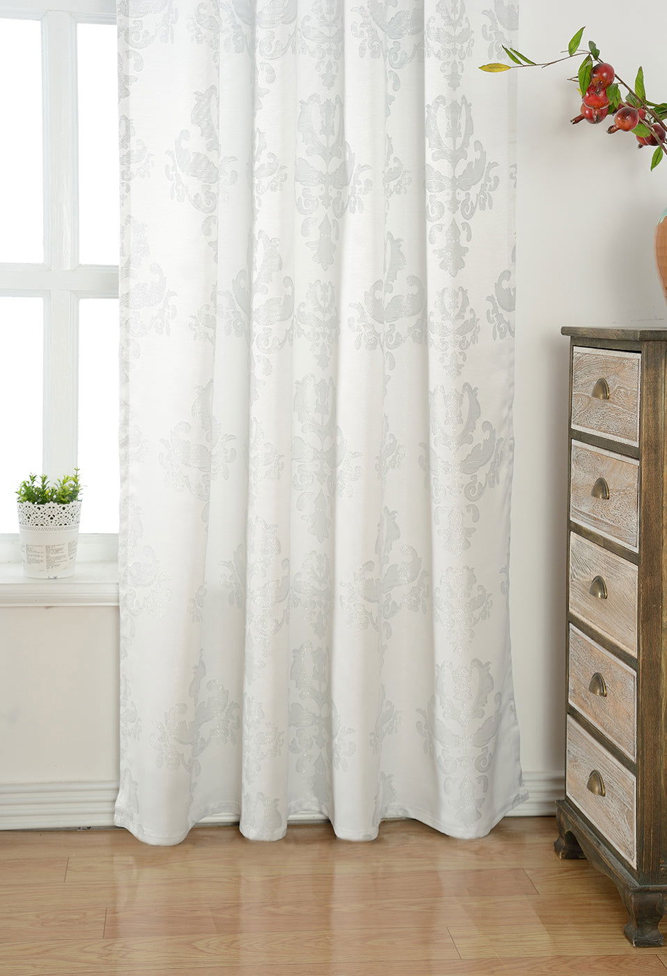 Vorhang Jacquard Deko Gardine verdeckte Schlaufen Barock Lurex Garn glänzend lichtdruchlässig (Höhe x Breite cm) 20455
