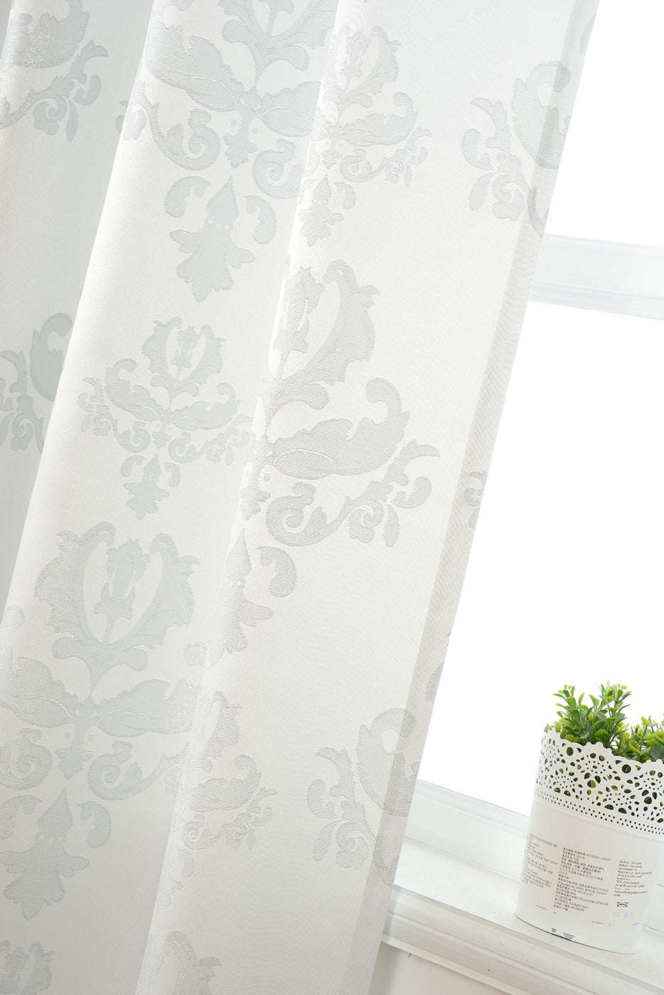 Vorhang Jacquard Deko Gardine verdeckte Schlaufen Barock Lurex Garn glänzend lichtdruchlässig (Höhe x Breite cm) 20455