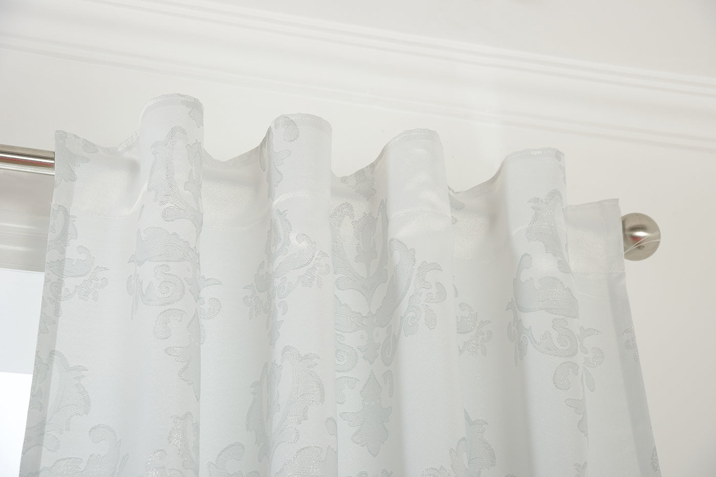 Vorhang Jacquard Deko Gardine verdeckte Schlaufen Barock Lurex Garn glänzend lichtdruchlässig (Höhe x Breite cm) 20455