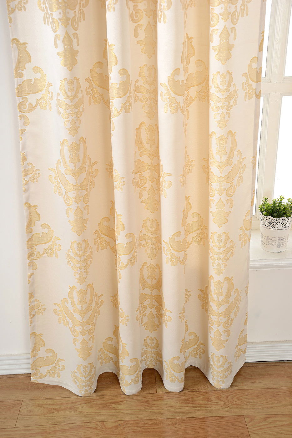 Vorhang Jacquard Deko Gardine verdeckte Schlaufen Barock Lurex Garn glänzend lichtdruchlässig (Höhe x Breite cm) 20455