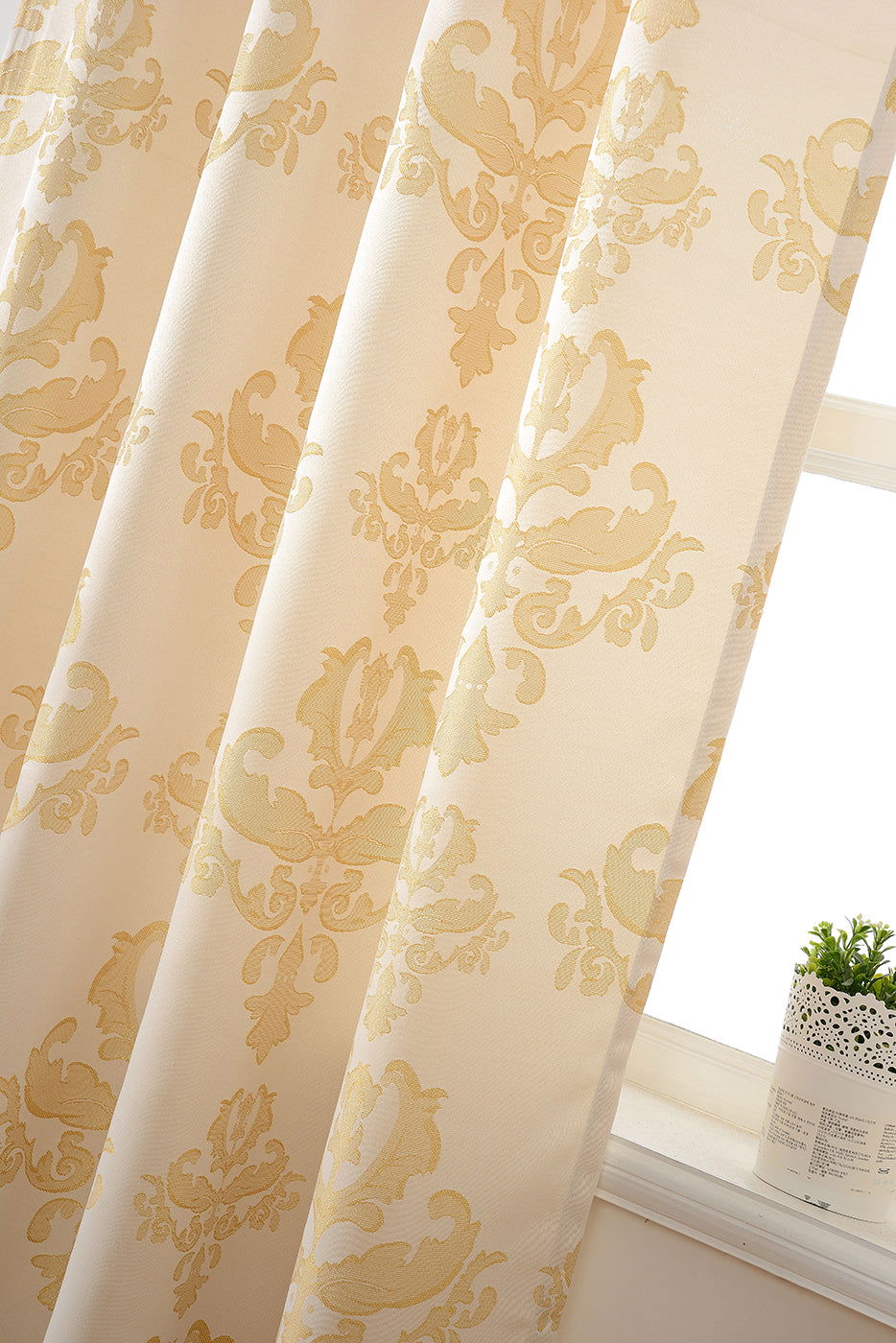 Vorhang Jacquard Deko Gardine verdeckte Schlaufen Barock Lurex Garn glänzend lichtdruchlässig (Höhe x Breite cm) 20455