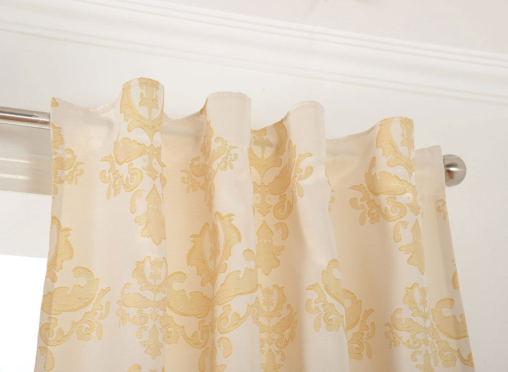 Vorhang Jacquard Deko Gardine verdeckte Schlaufen Barock Lurex Garn glänzend lichtdruchlässig (Höhe x Breite cm) 20455