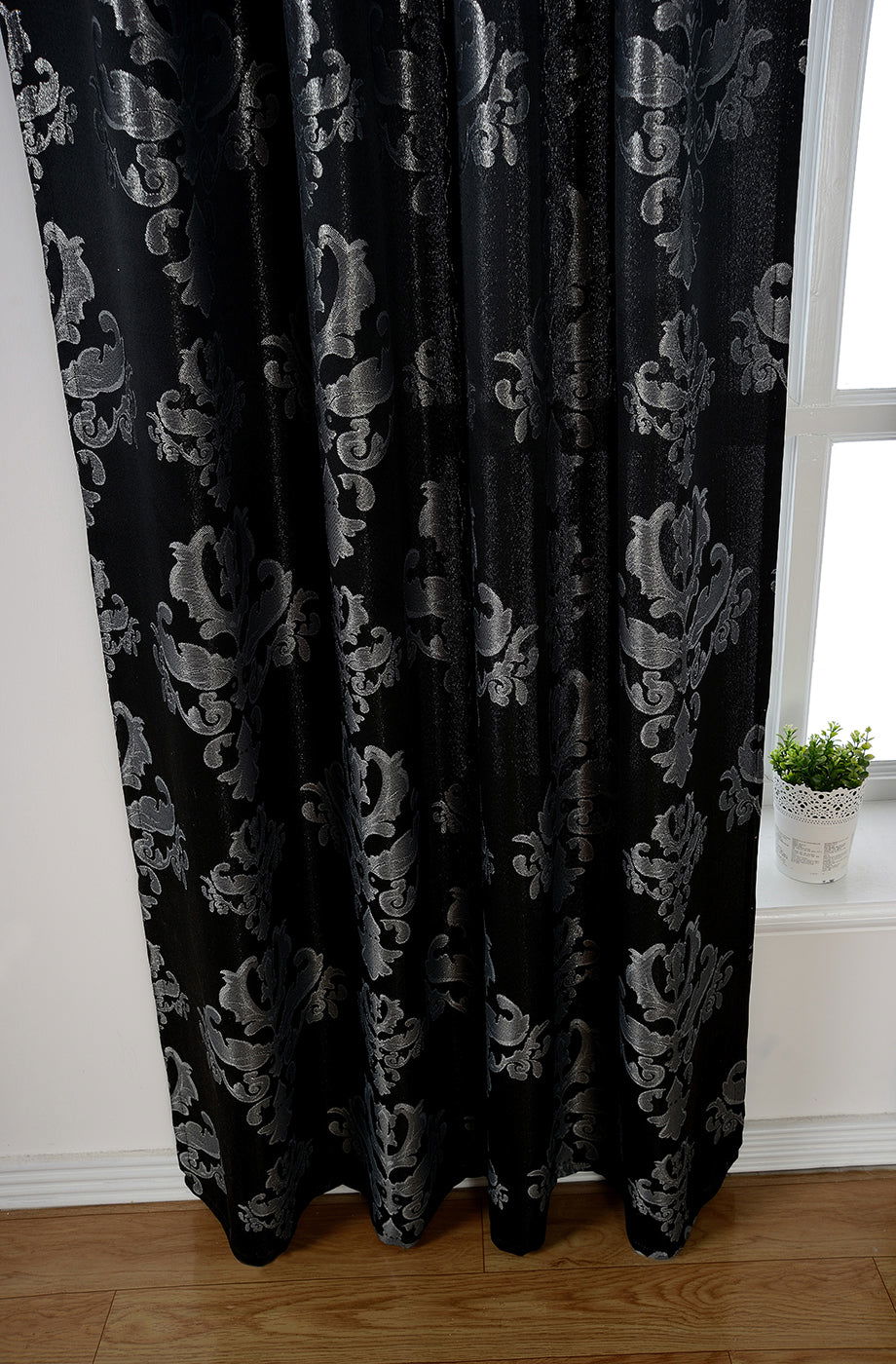 Vorhang Jacquard Deko Gardine verdeckte Schlaufen Barock Lurex Garn glänzend lichtdruchlässig (Höhe x Breite cm) 20455