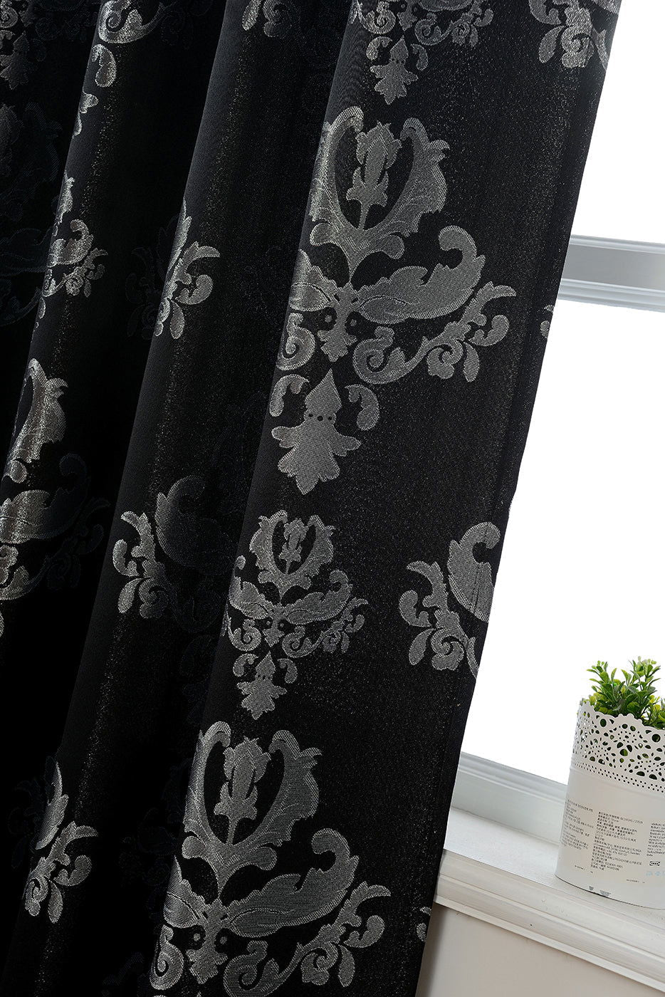Vorhang Jacquard Deko Gardine verdeckte Schlaufen Barock Lurex Garn glänzend lichtdruchlässig (Höhe x Breite cm) 20455