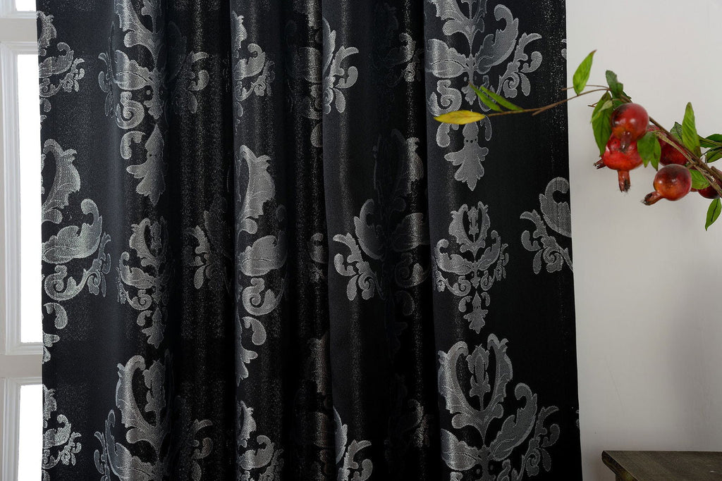 Vorhang Jacquard Deko Gardine verdeckte Schlaufen Barock Lurex Garn glänzend lichtdruchlässig (Höhe x Breite cm) 20455