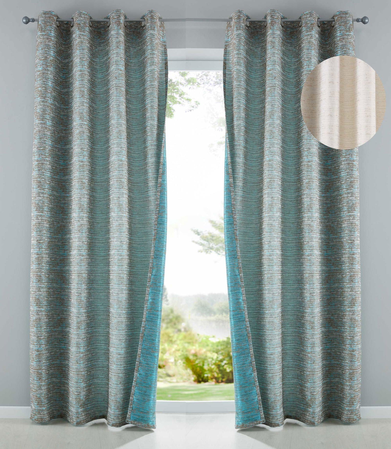 Vorhang Ösen Jacquard Blickdicht Sivas Schal Metallic Effekt Gardine 10000142