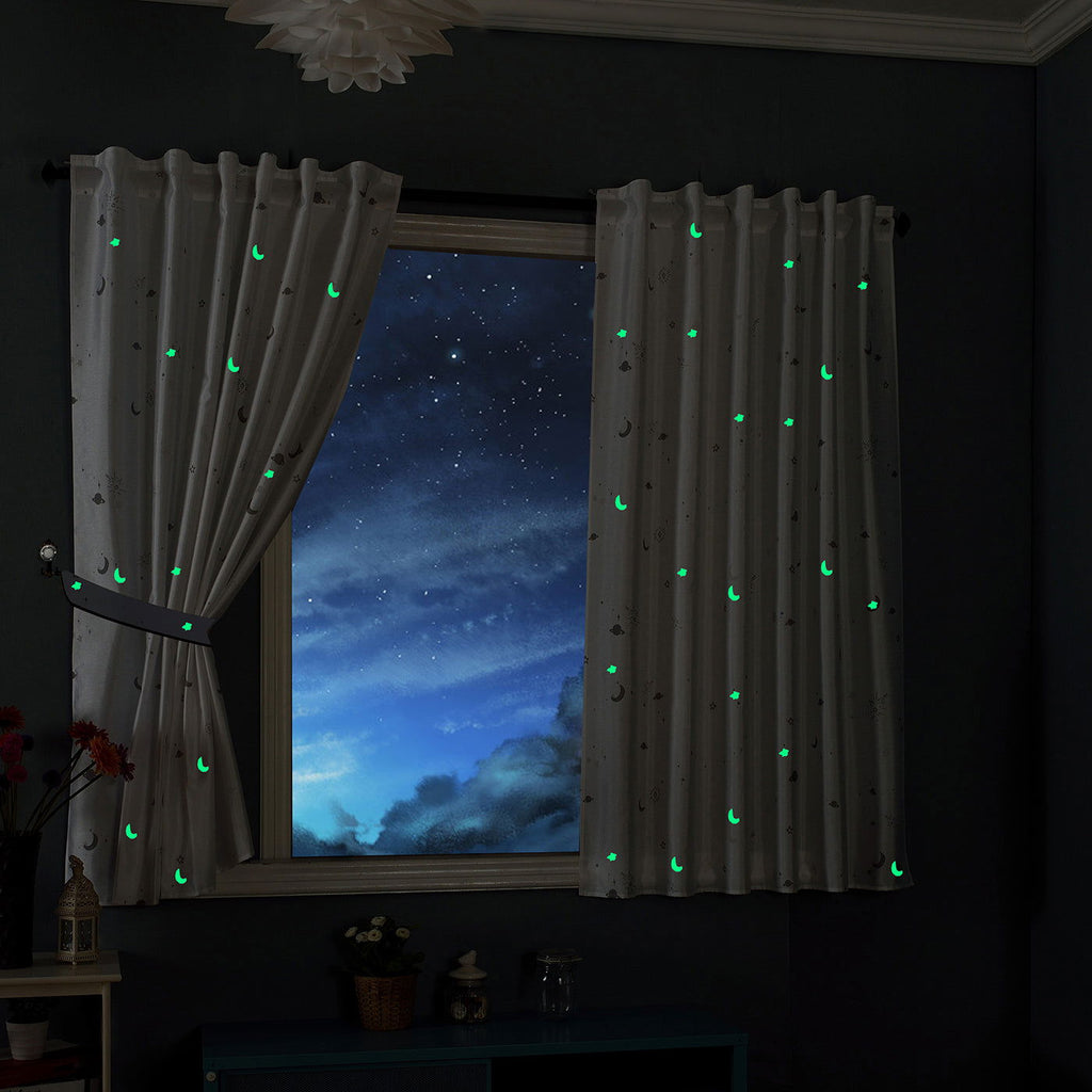 Vorhang Schal »LUNA« blickdicht Motiv Sterne Monde fluoreszierend leuchtend Kinder Kids Schlaufenband Universalband 20495