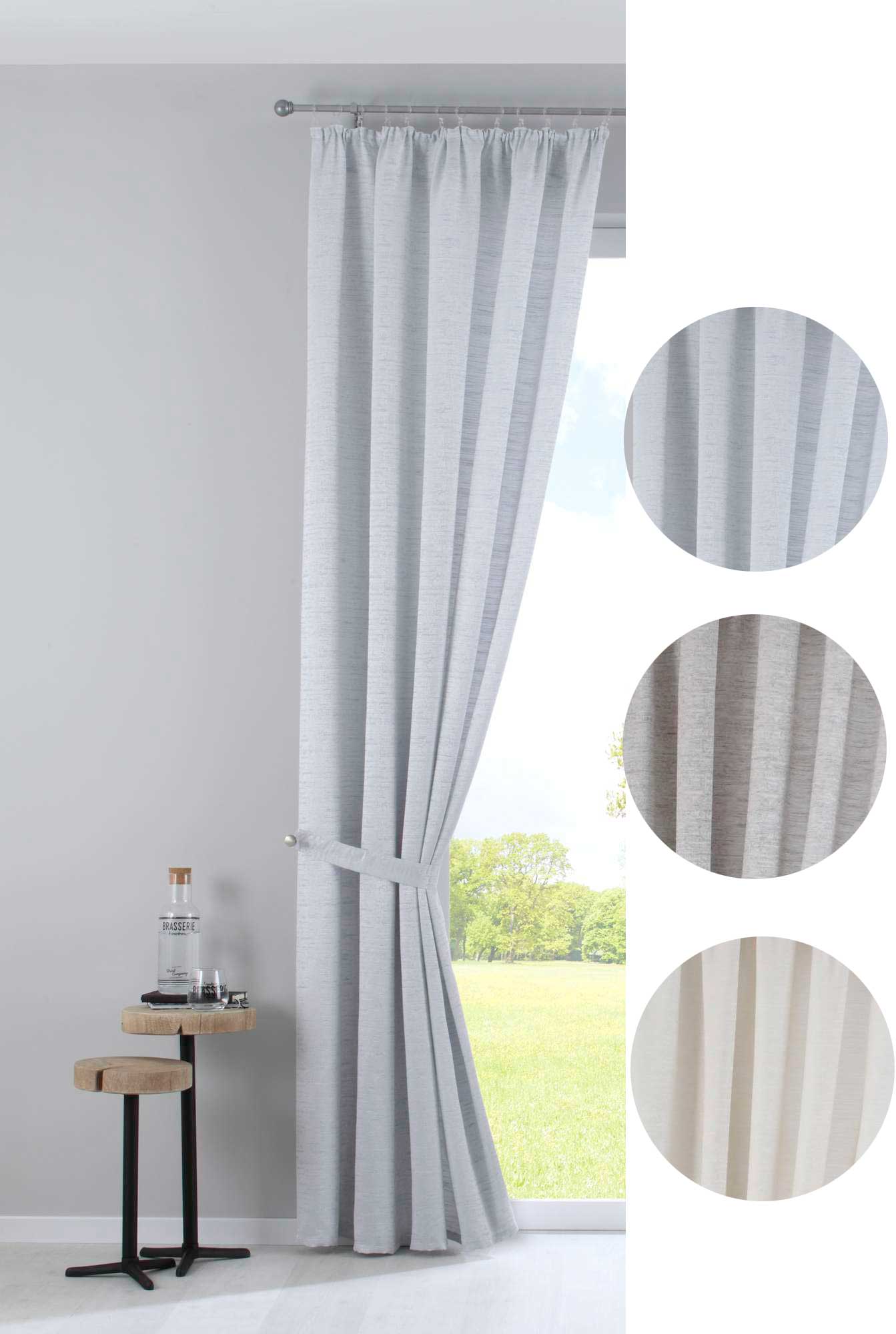 Vorhang mit Jacquardmusterung und Effektgarn »Sivas« Blickdicht verdeckte Schlaufen und Kräuselband Moderne Optik 20190350
