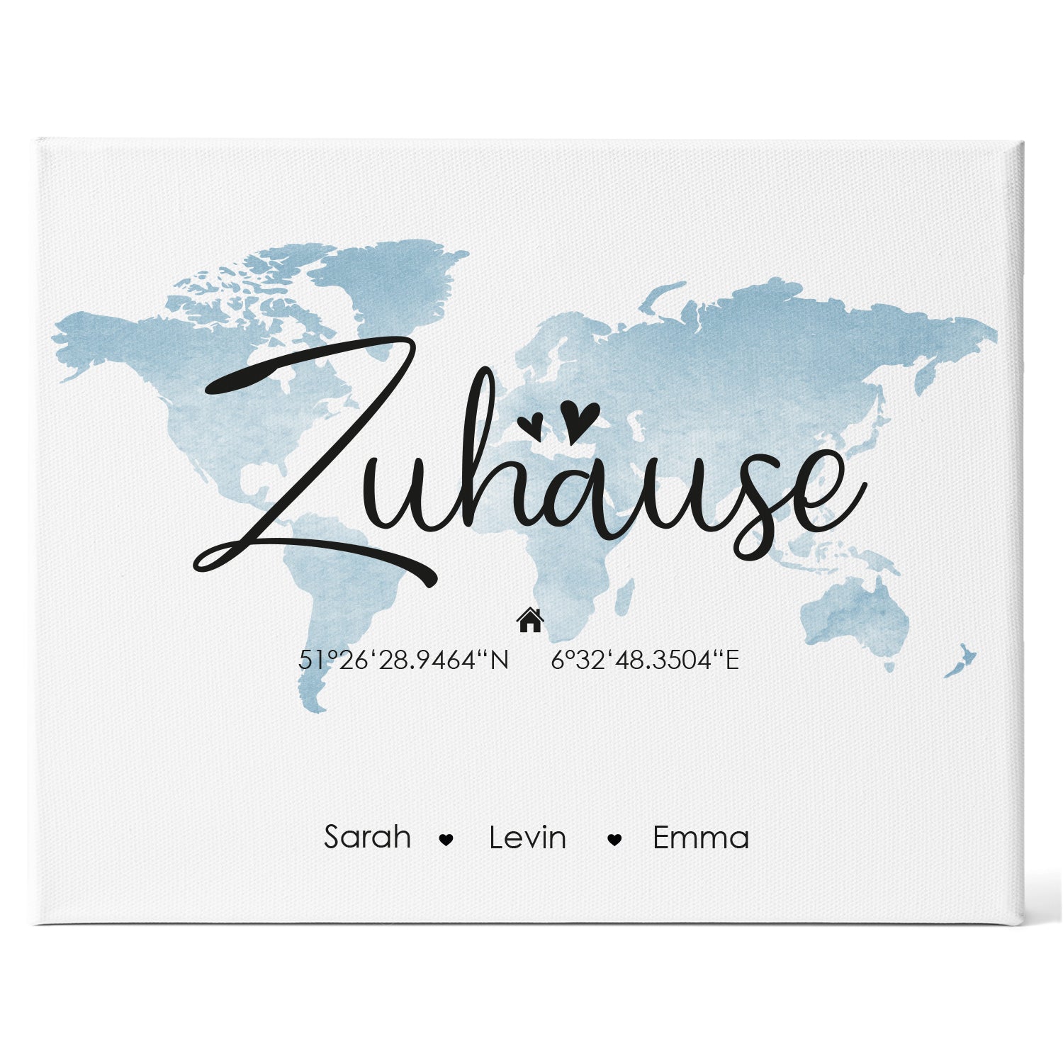 Personalisierte Leinwand - "Zuhause" mit Namen