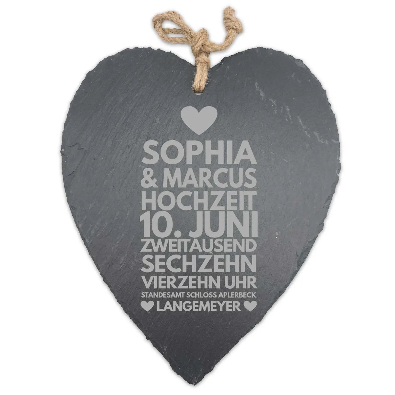Schieferherz zur Traumhochzeit mit Gravur