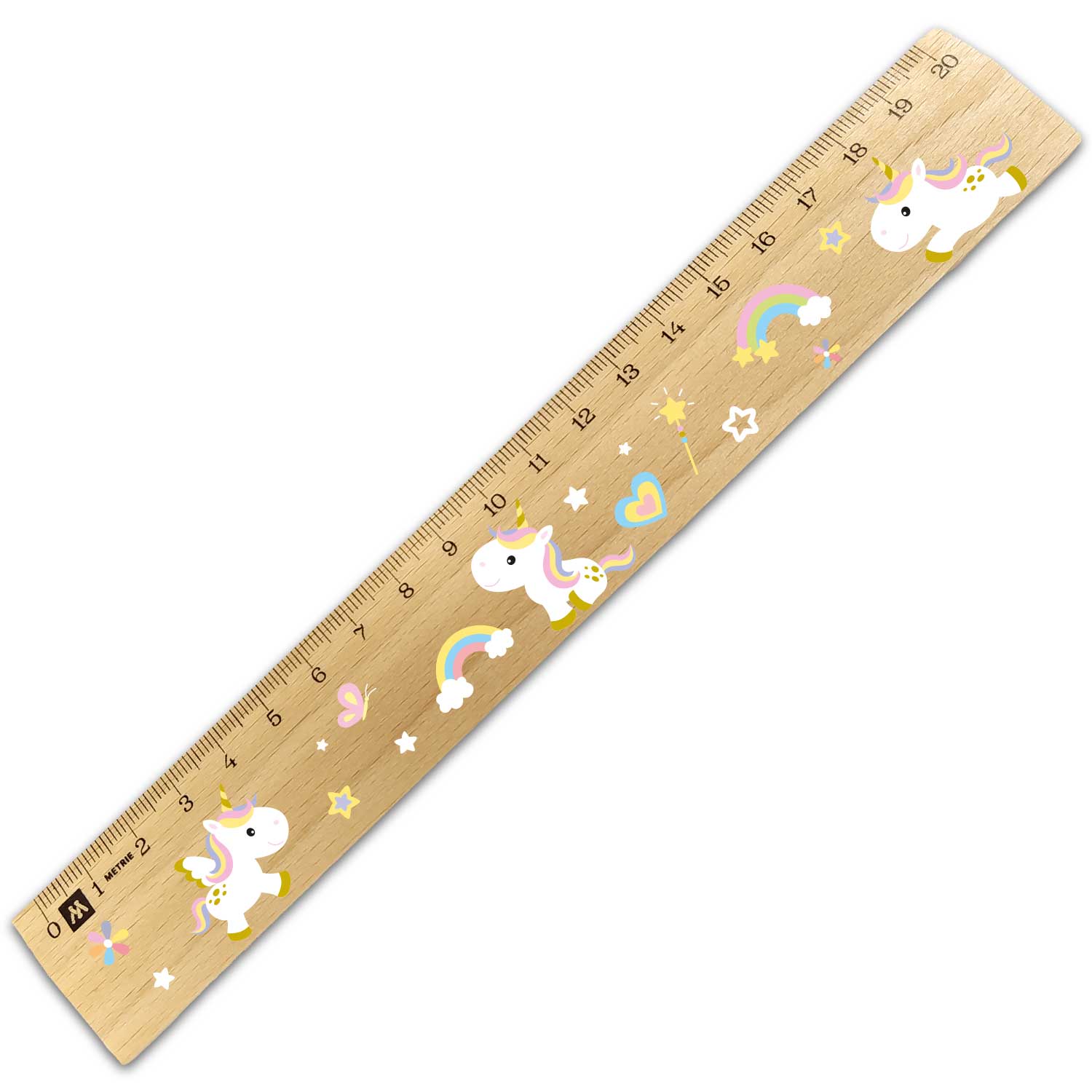 Lineal zur Einschulung im Einhörner Design für Kinder aus Holz