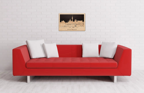 3D Wandbild aus Holz Skyline Dortmund 2017