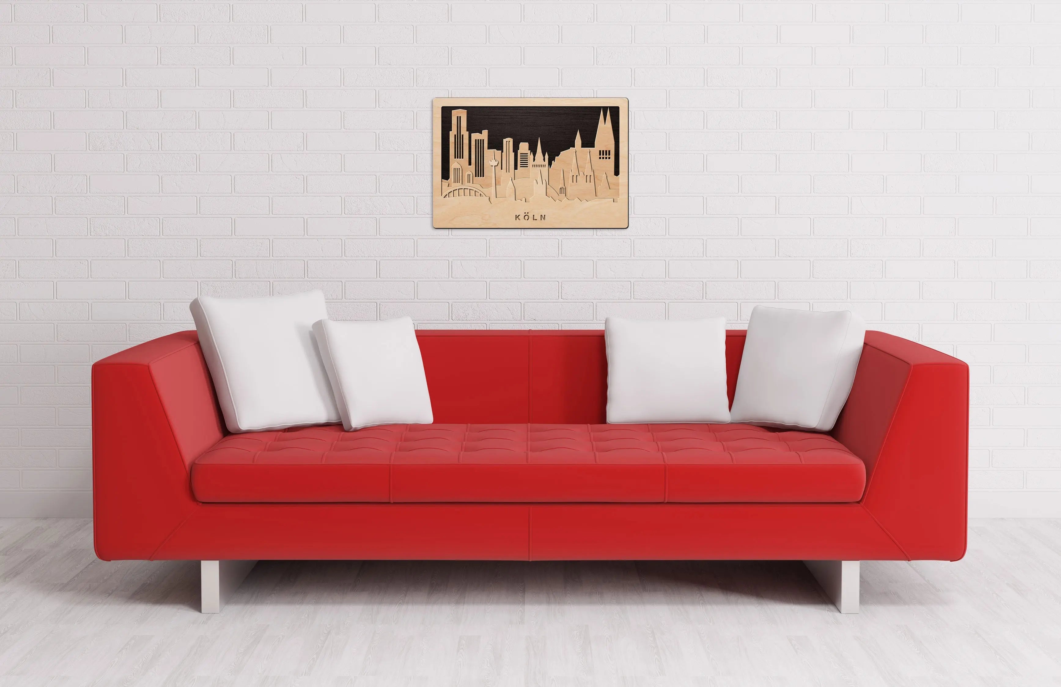 3D Wandbild aus Holz Skyline Köln 2017