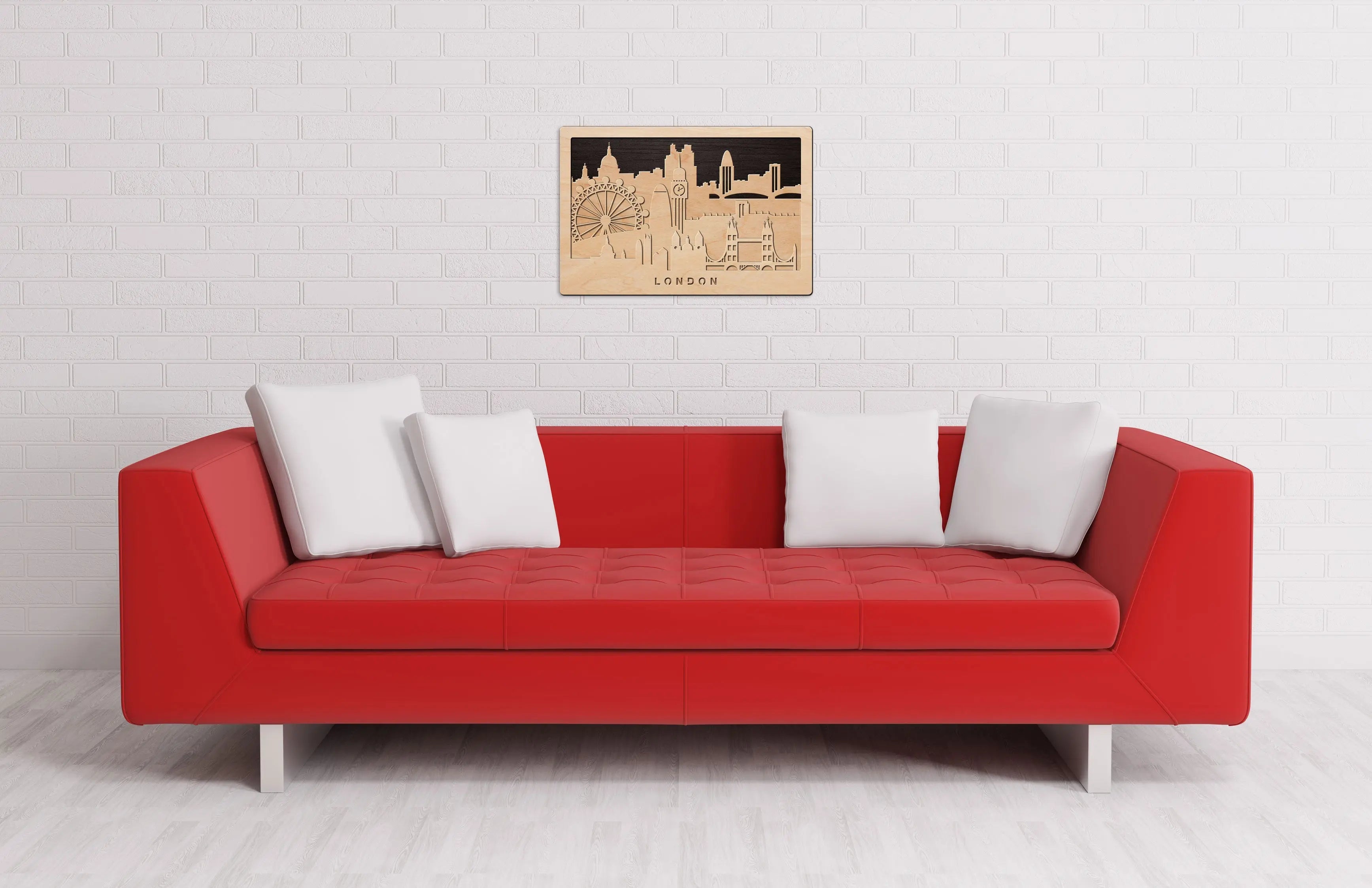 3D Wandbild aus Holz Skyline London 2017