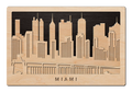 3D Wandbild aus Holz Skyline Miami 2017