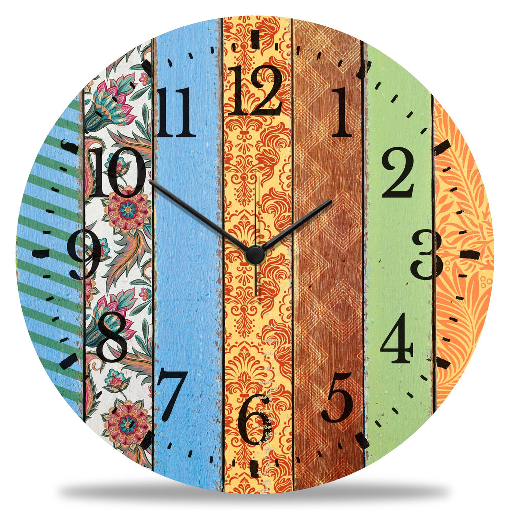 Wanduhr aus Holz Mandala - Mit UV Druck