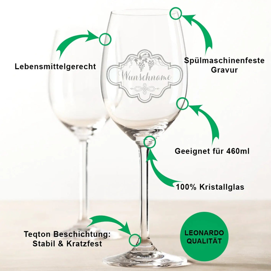 Leonardo Weinglas "Weinranke" mit Namen Gravur