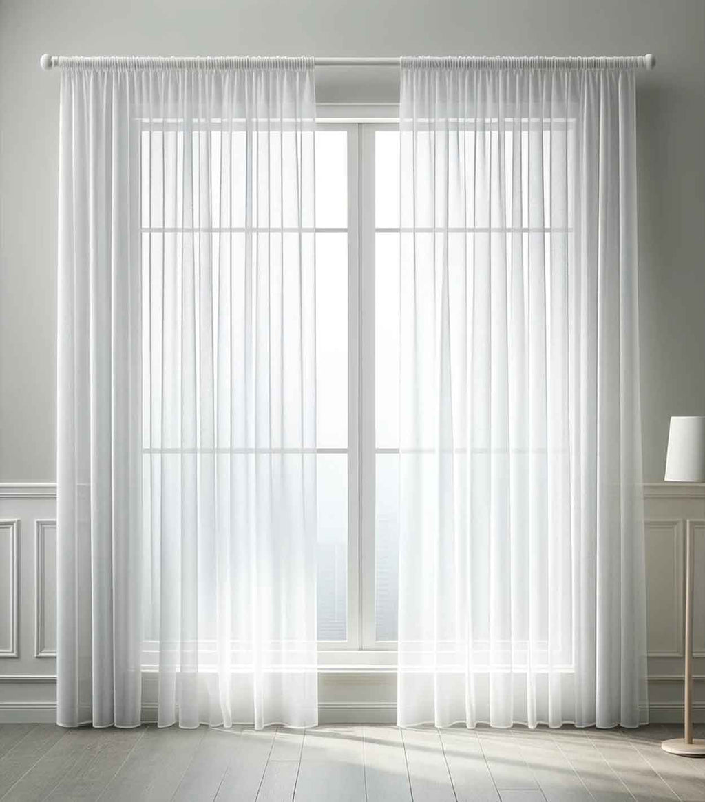 Weiße Voile Gardine dicht gewebt transparent Bleibandabschluss Tunneldurchzug 8 cm Gardinenband maschinenwaschbar verschiedene Größen 610011N