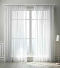 Weiße Voile Gardine dicht gewebt transparent Bleibandabschluss Tunneldurchzug 8 cm Gardinenband maschinenwaschbar verschiedene Größen 610011N
