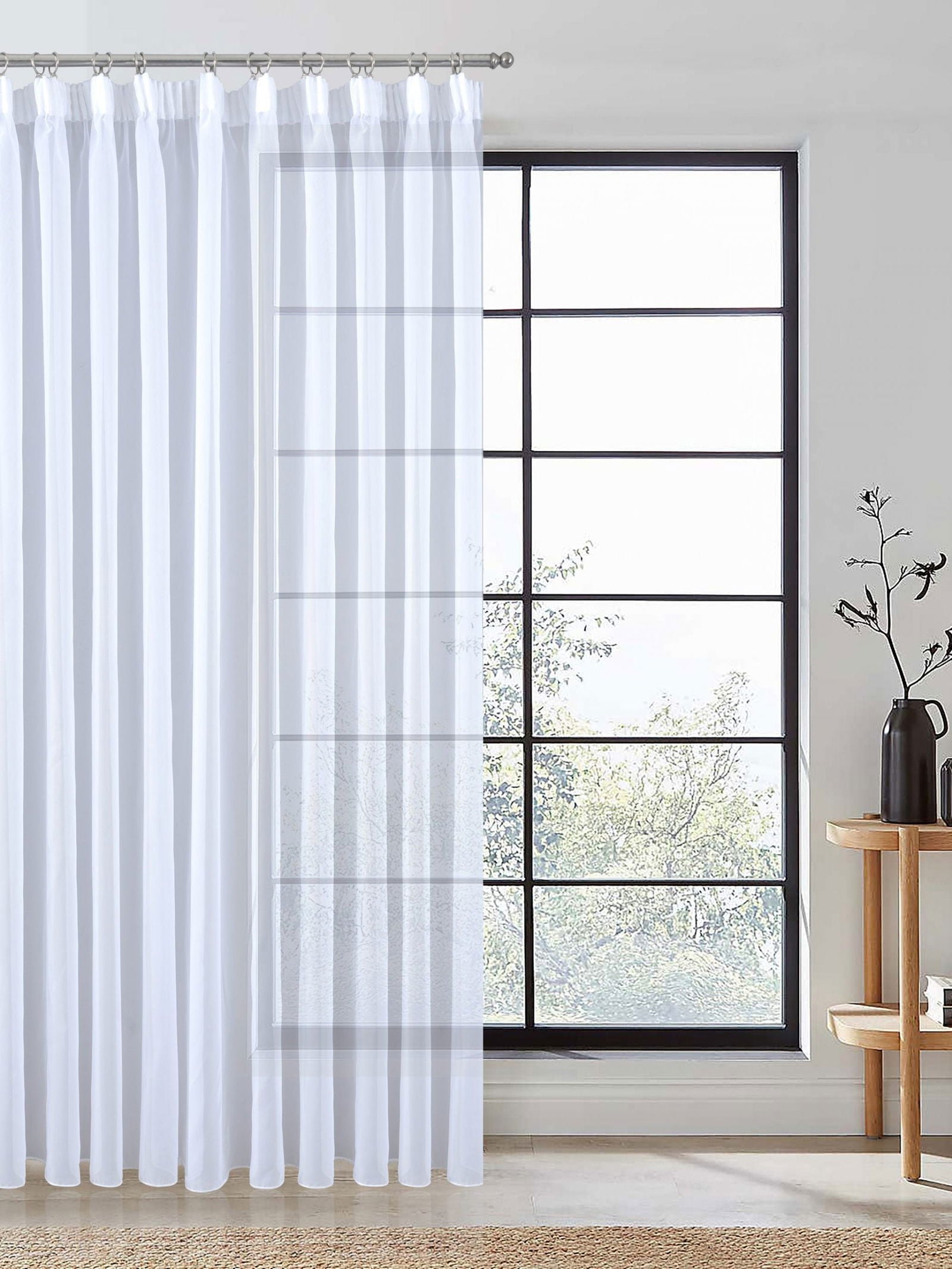 Weiße Voile Gardine dicht gewebt transparent Bleibandabschluss Tunneldurchzug 8 cm Gardinenband maschinenwaschbar verschiedene Größen 610011N