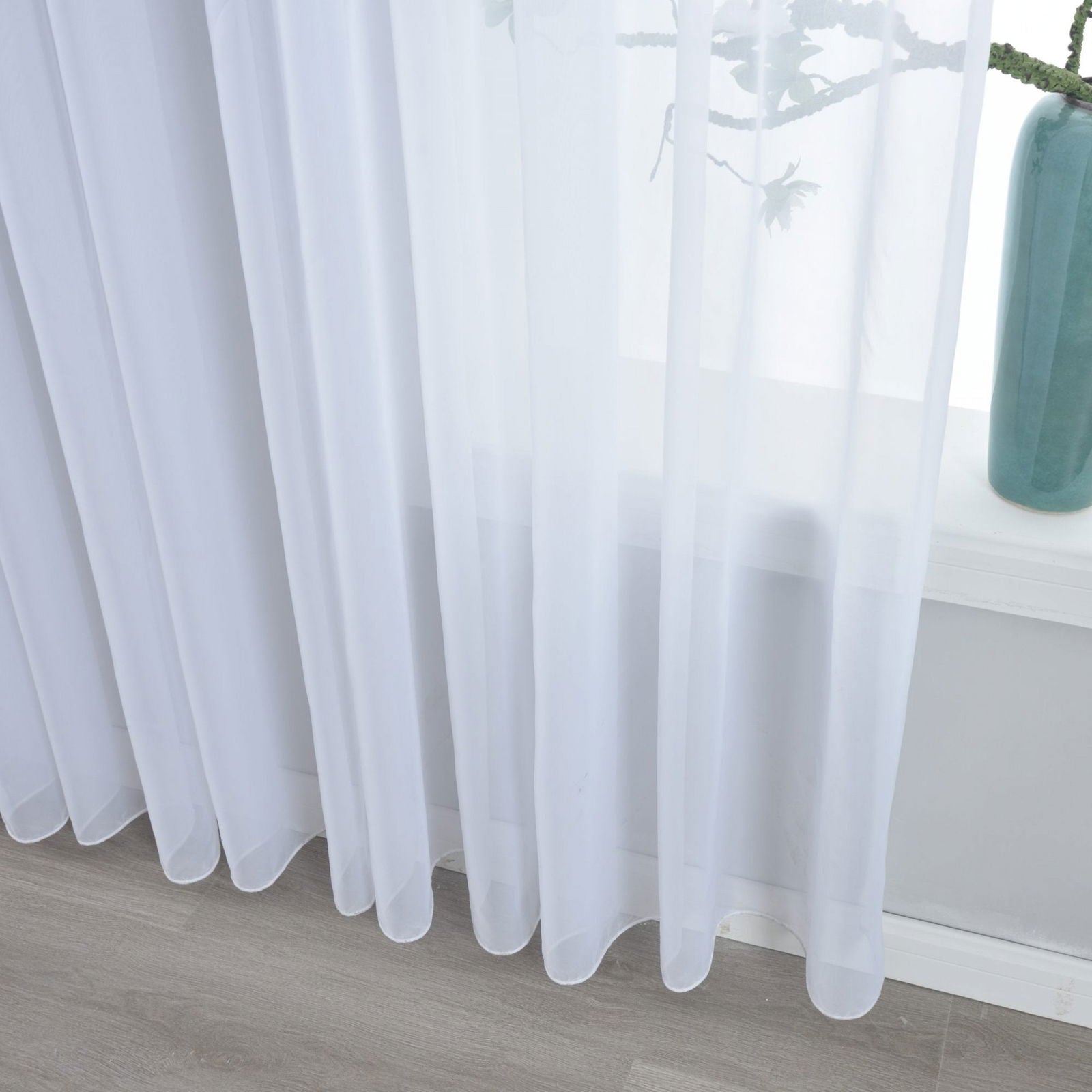 Weiße Voile Gardine dicht gewebt transparent Bleibandabschluss Tunneldurchzug 8 cm Gardinenband maschinenwaschbar verschiedene Größen 610011N