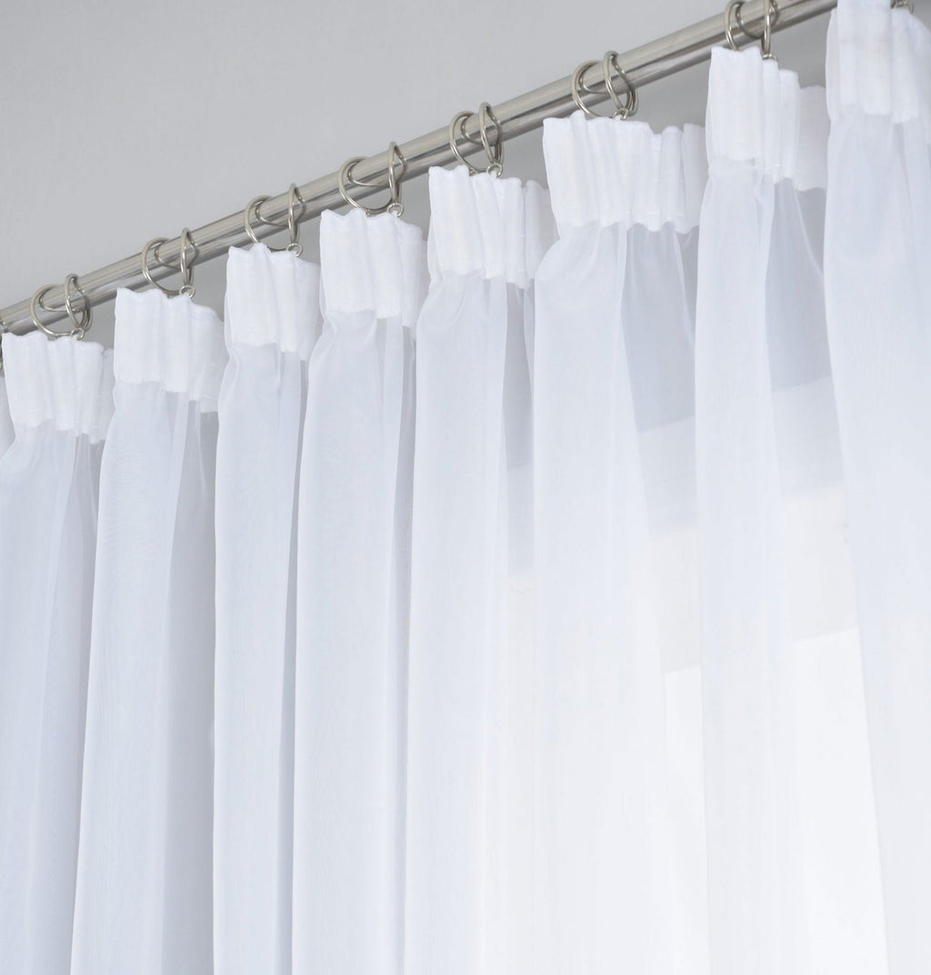 Weiße Voile Gardine dicht gewebt transparent Bleibandabschluss Tunneldurchzug 8 cm Gardinenband maschinenwaschbar verschiedene Größen 610011N