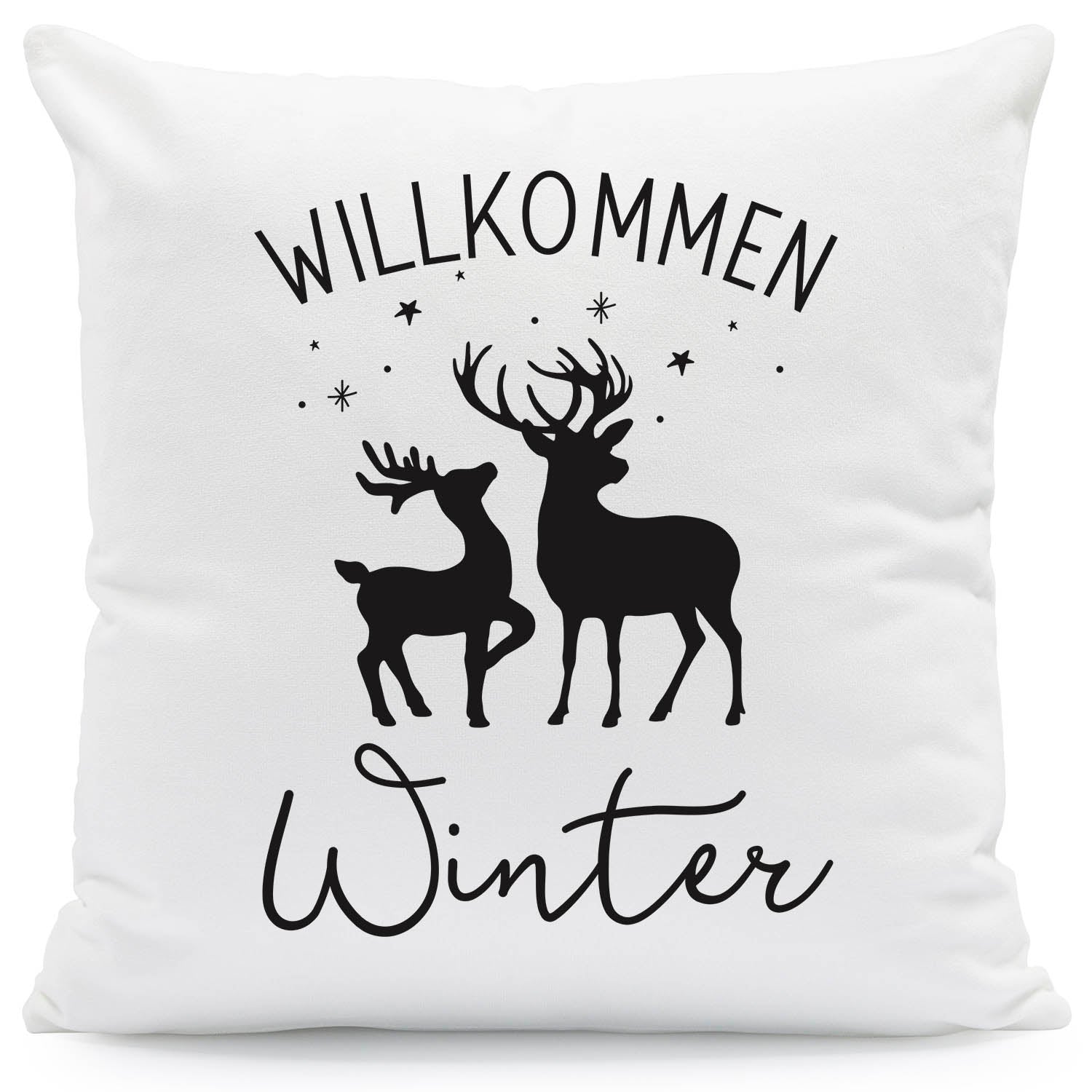 Kissen mit Weihnachtsmotiv - Willkommen Winter  - Weihnachtsdeko - Geschenk für Frauen & Männer