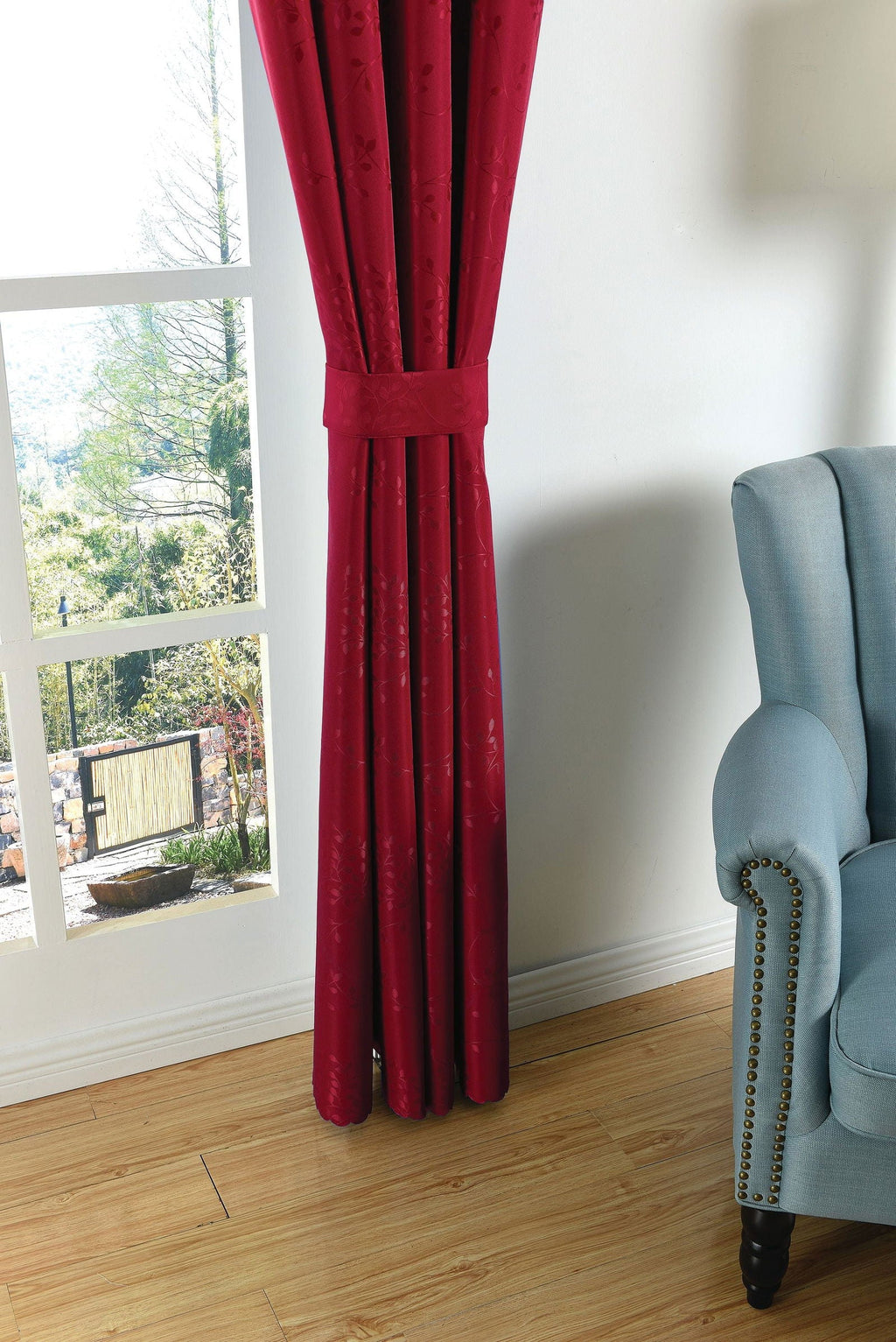 Yasmin Damast Gardinen Set, 5 Teile, eingenähtes Kräuselband bewährte Jacquard Qualität, blickdicht 20107