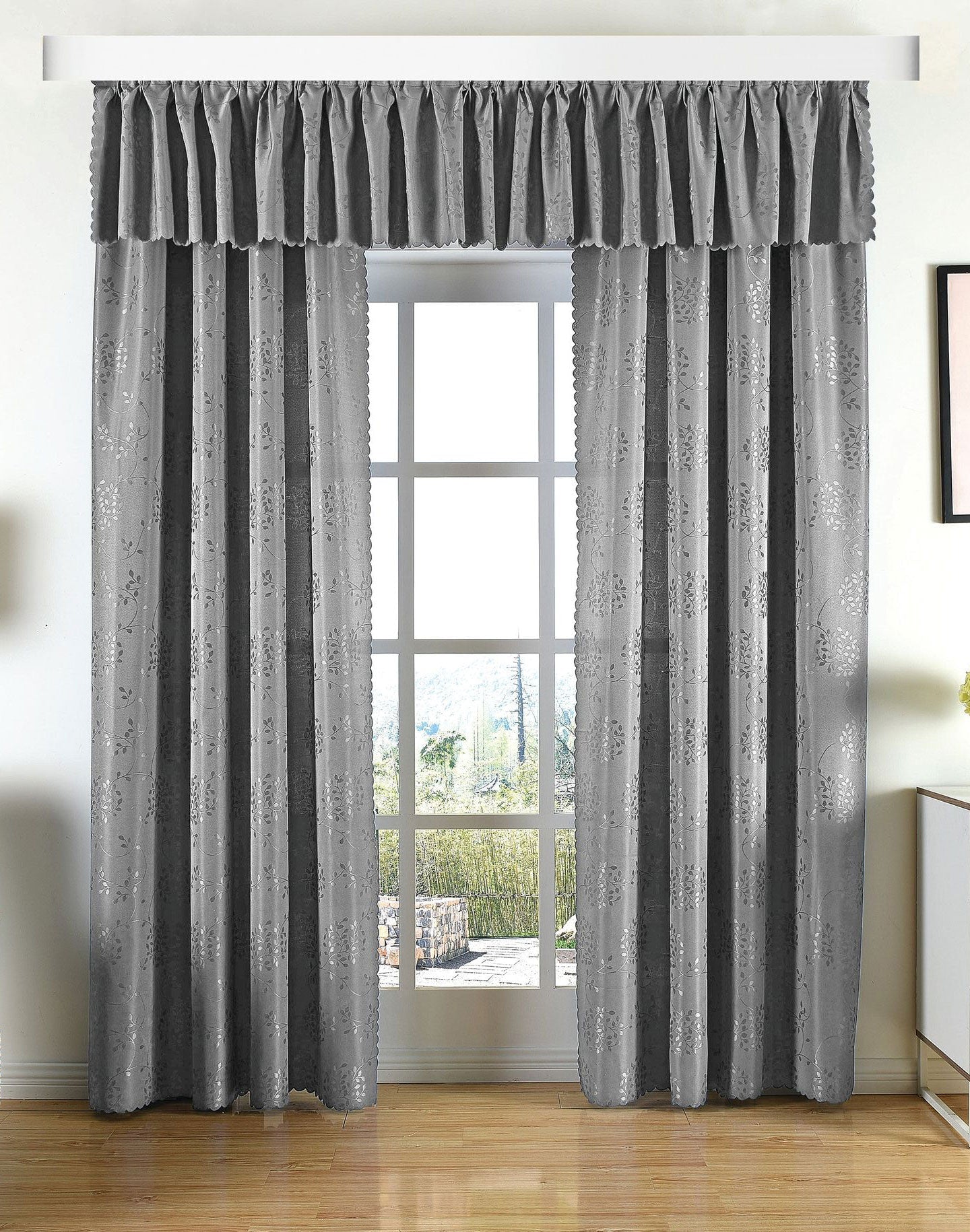 Yasmin Damast Gardinen Set, 5 Teile, eingenähtes Kräuselband bewährte Jacquard Qualität, blickdicht 20107