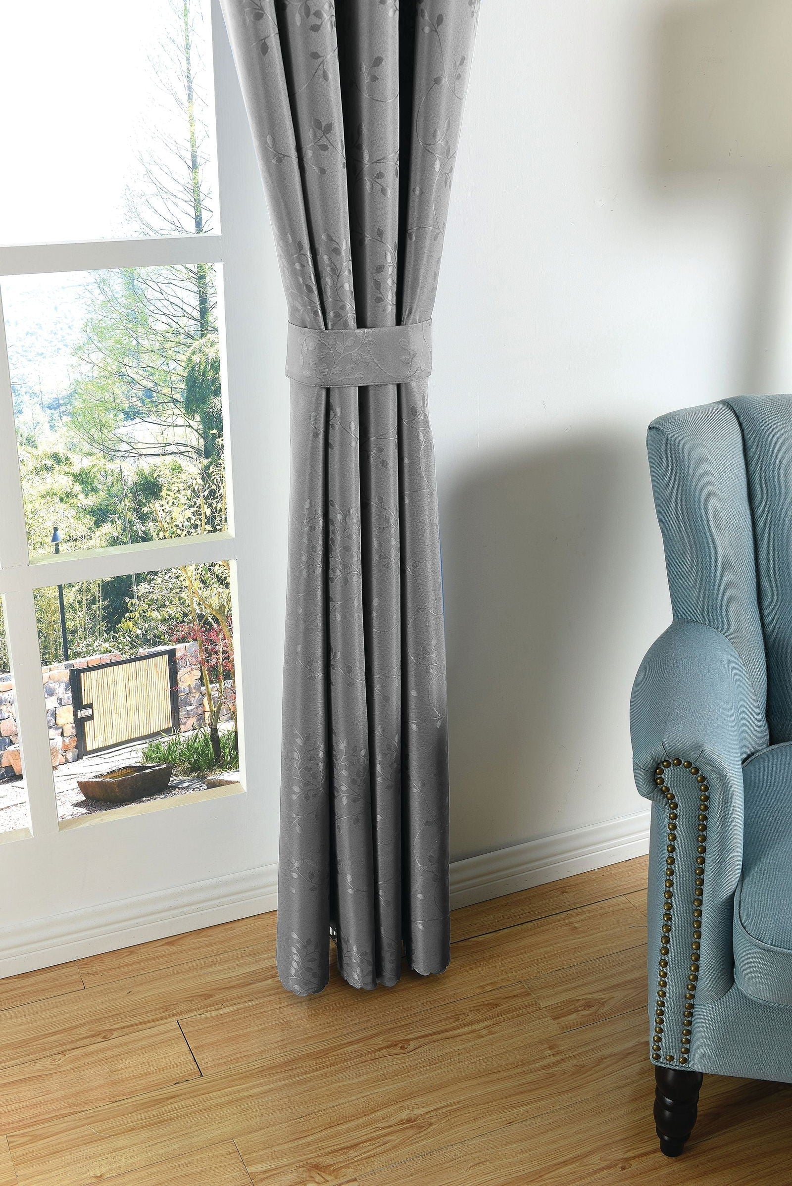 Yasmin Damast Gardinen Set, 5 Teile, eingenähtes Kräuselband bewährte Jacquard Qualität, blickdicht 20107