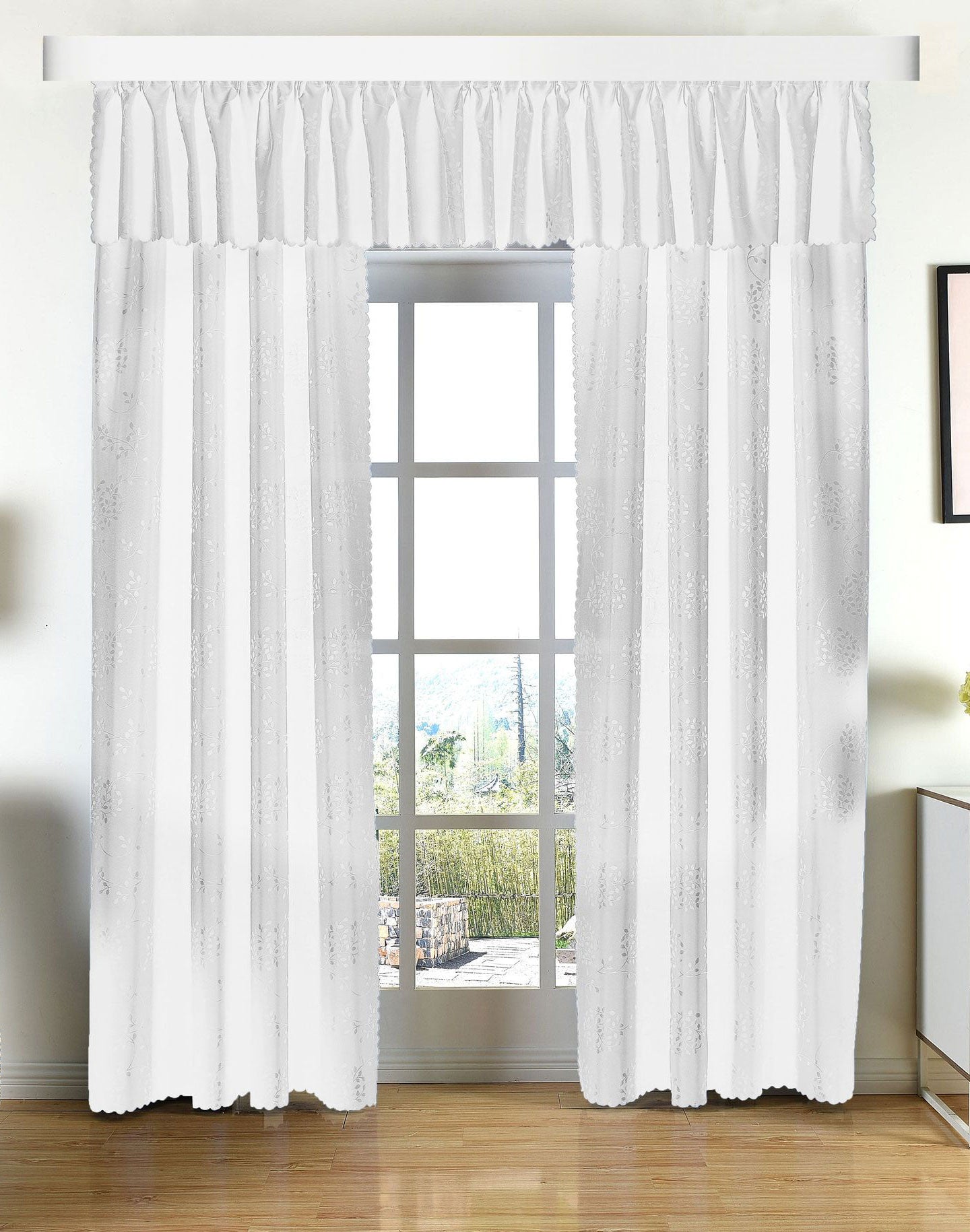 Yasmin Damast Gardinen Set, 5 Teile, eingenähtes Kräuselband bewährte Jacquard Qualität, blickdicht 20107